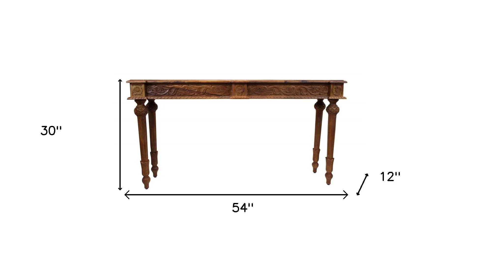 54" Brown Solid Wood Distressed Console Table By Homeroots - Image 6