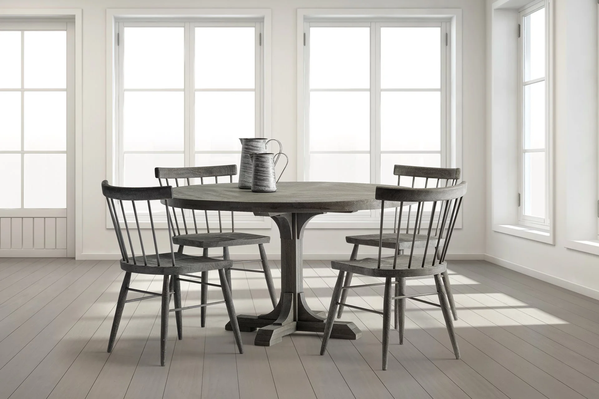 54' Circular Solid Wood Top With Pedestal Style Base Dining Table By Homeroots - Image 4