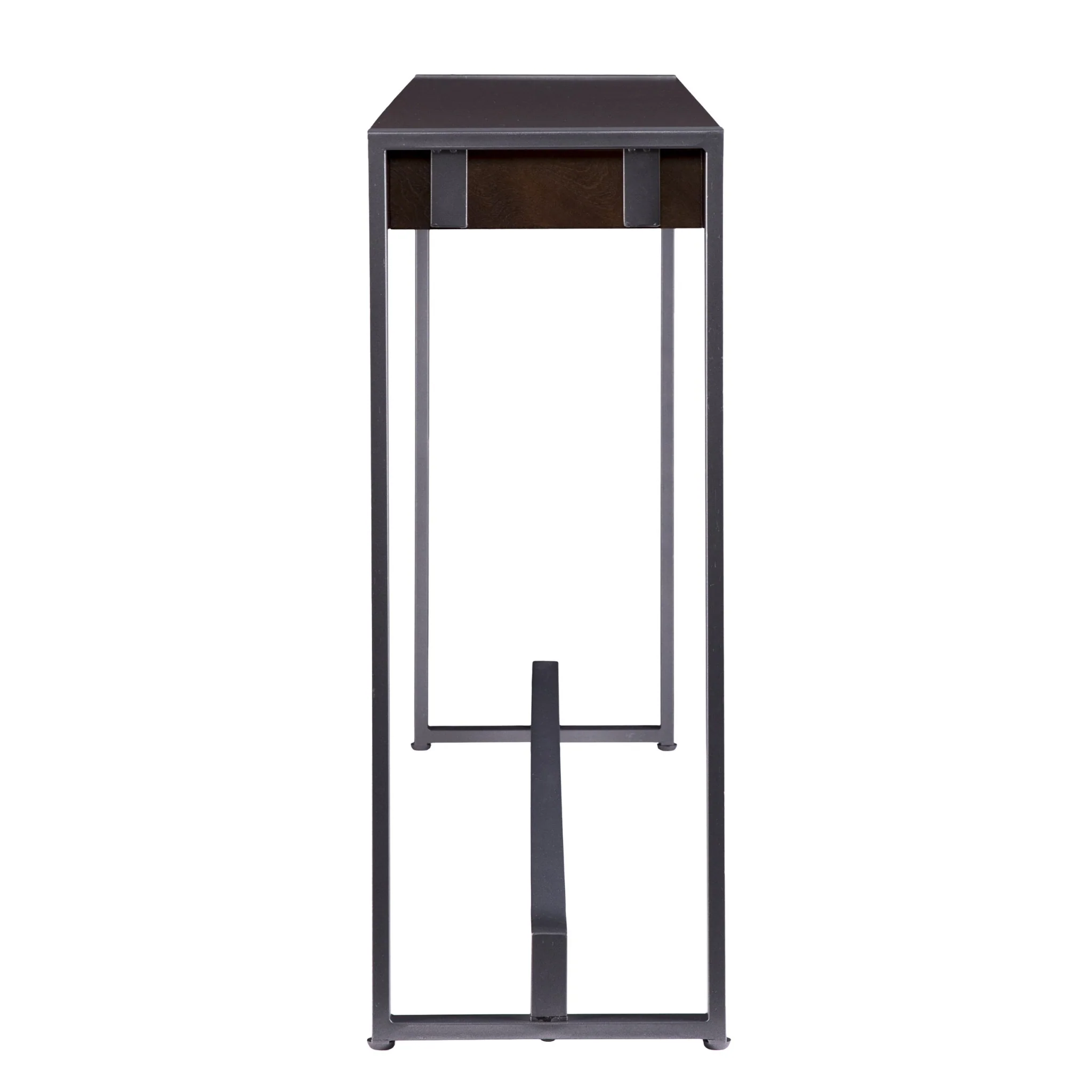 54" Dark Brown and Gunmetal Sled Console Table By Homeroots - Image 4