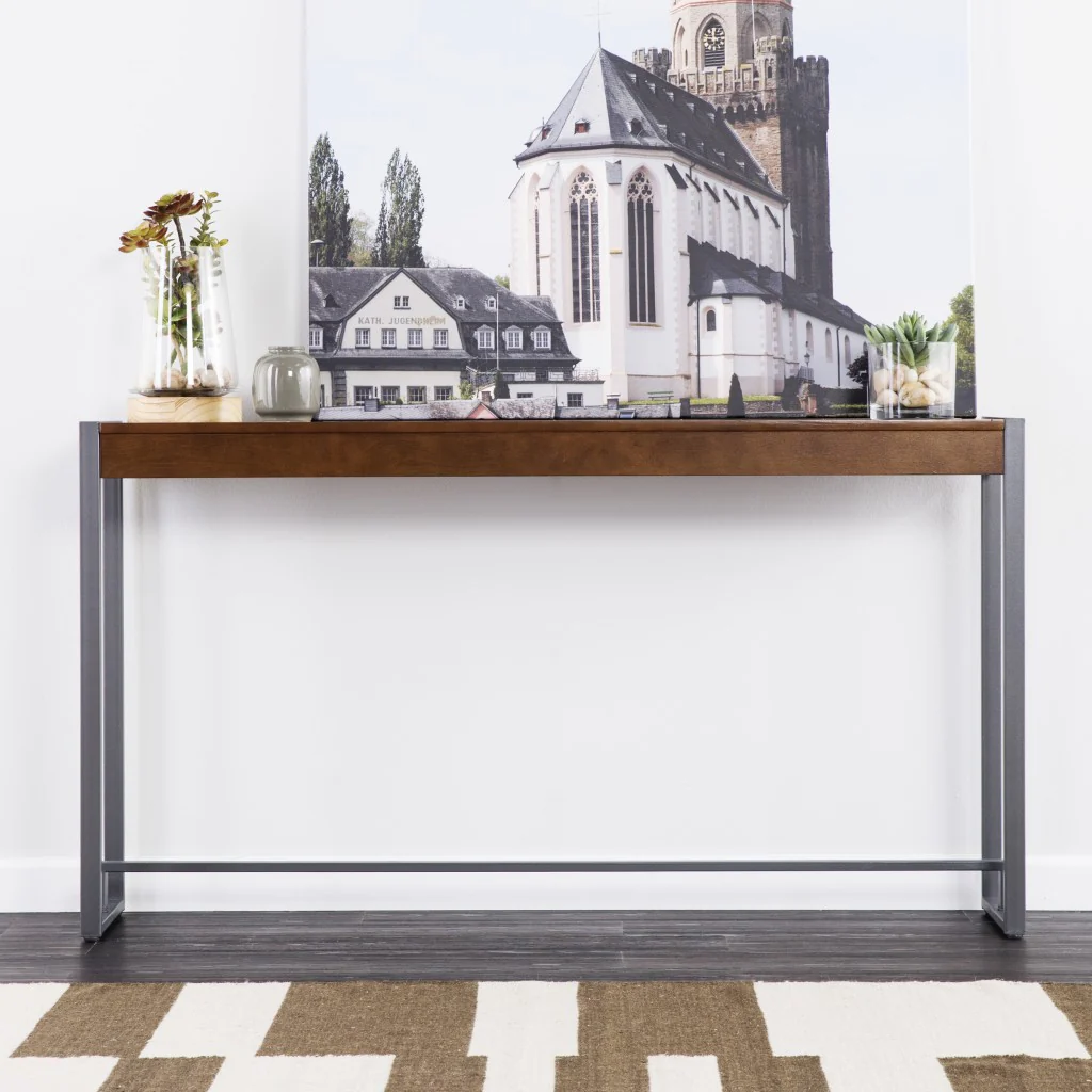 54" Dark Brown and Gunmetal Sled Console Table By Homeroots - Image 7