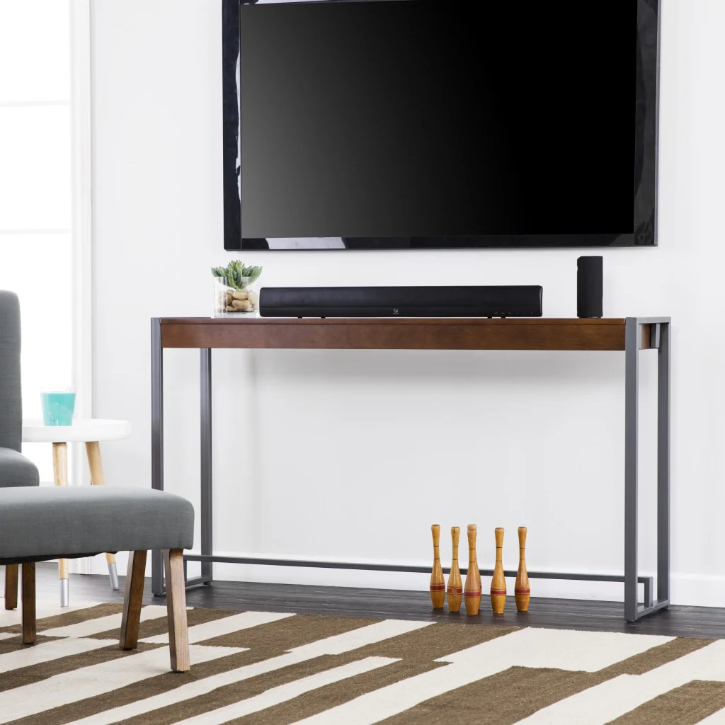 54" Dark Brown and Gunmetal Sled Console Table By Homeroots - Image 8