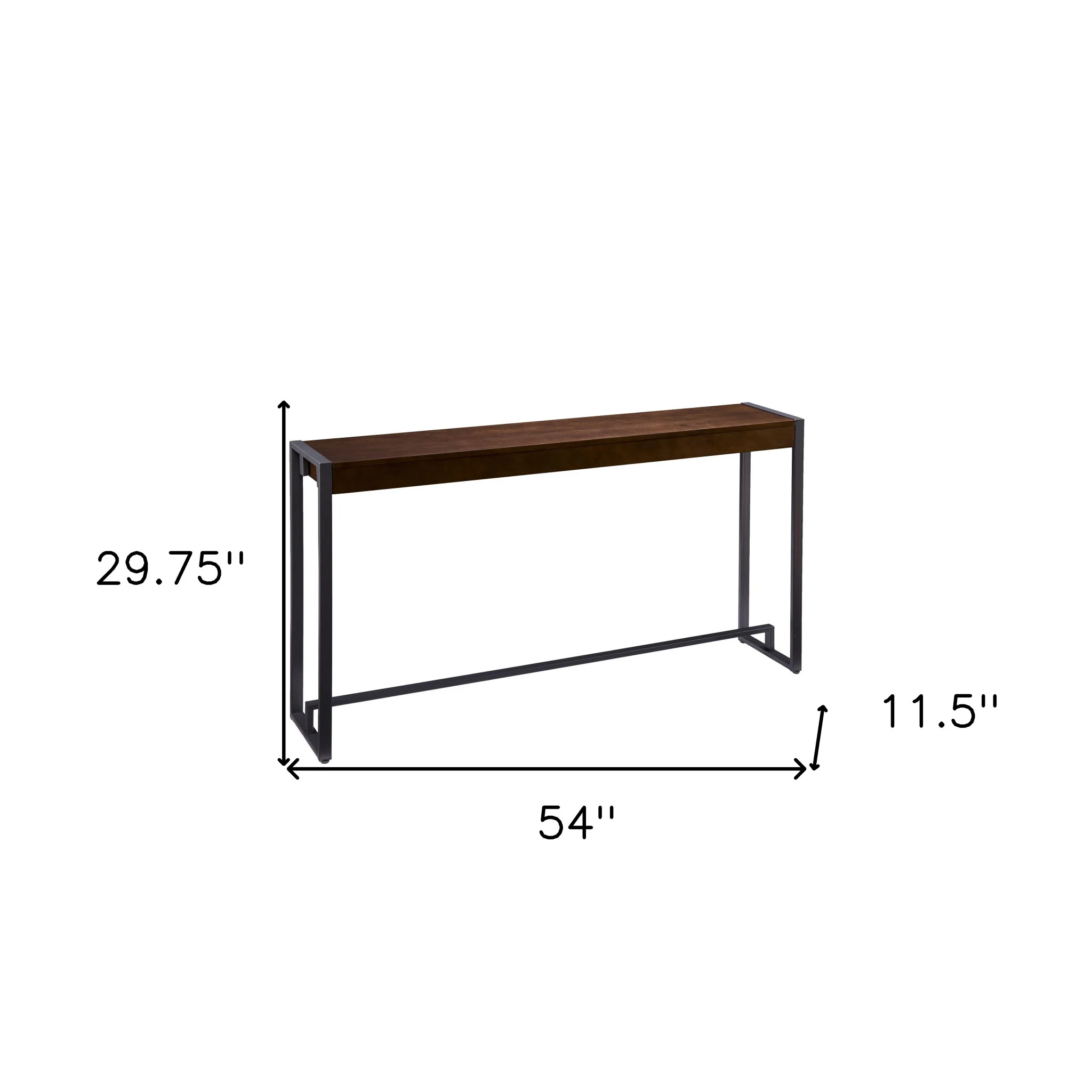 54" Dark Brown and Gunmetal Sled Console Table By Homeroots - Image 9