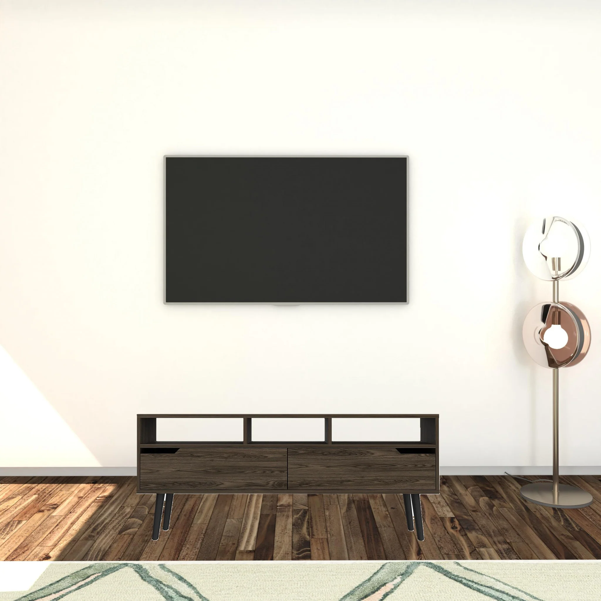 54" Dark Walnut Manufactured Wood Open Shelving TV Stand By Homeroots - Image 2