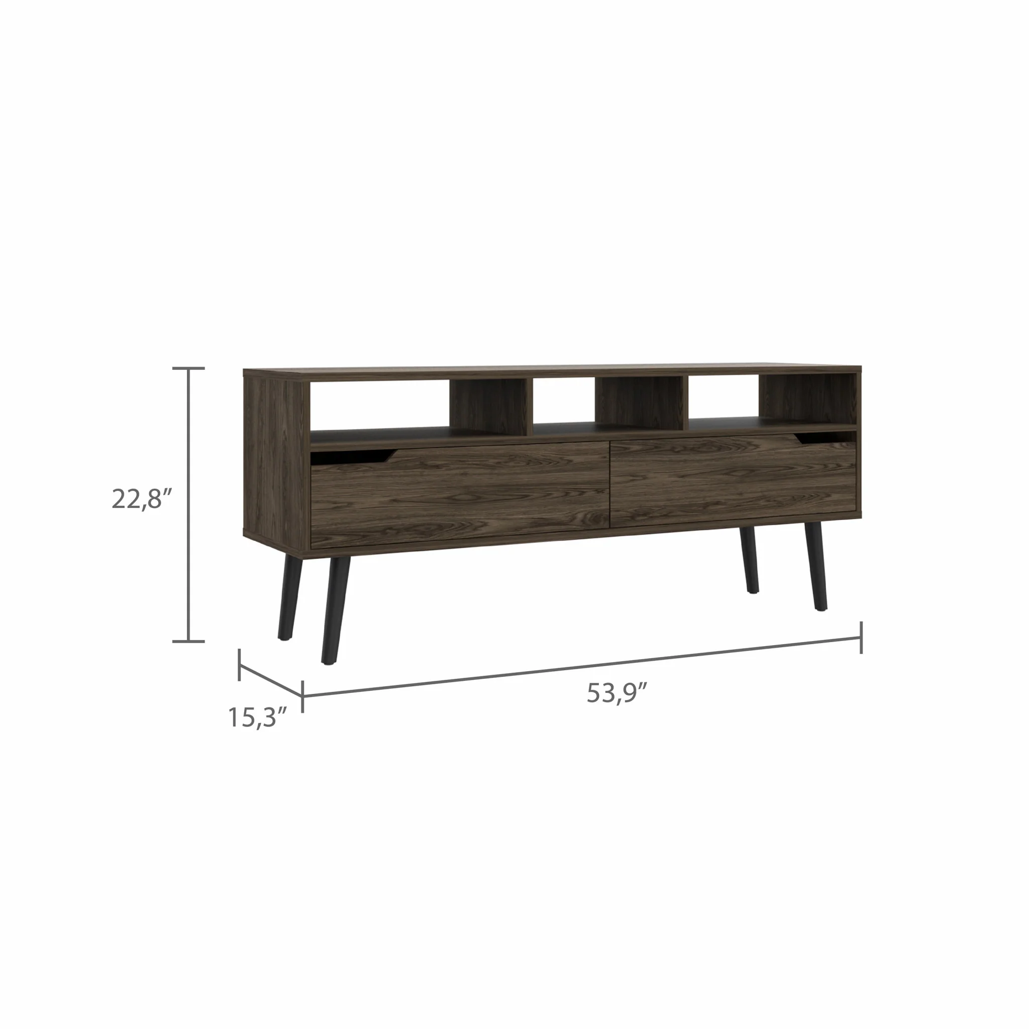 54" Dark Walnut Manufactured Wood Open Shelving TV Stand By Homeroots - Image 5