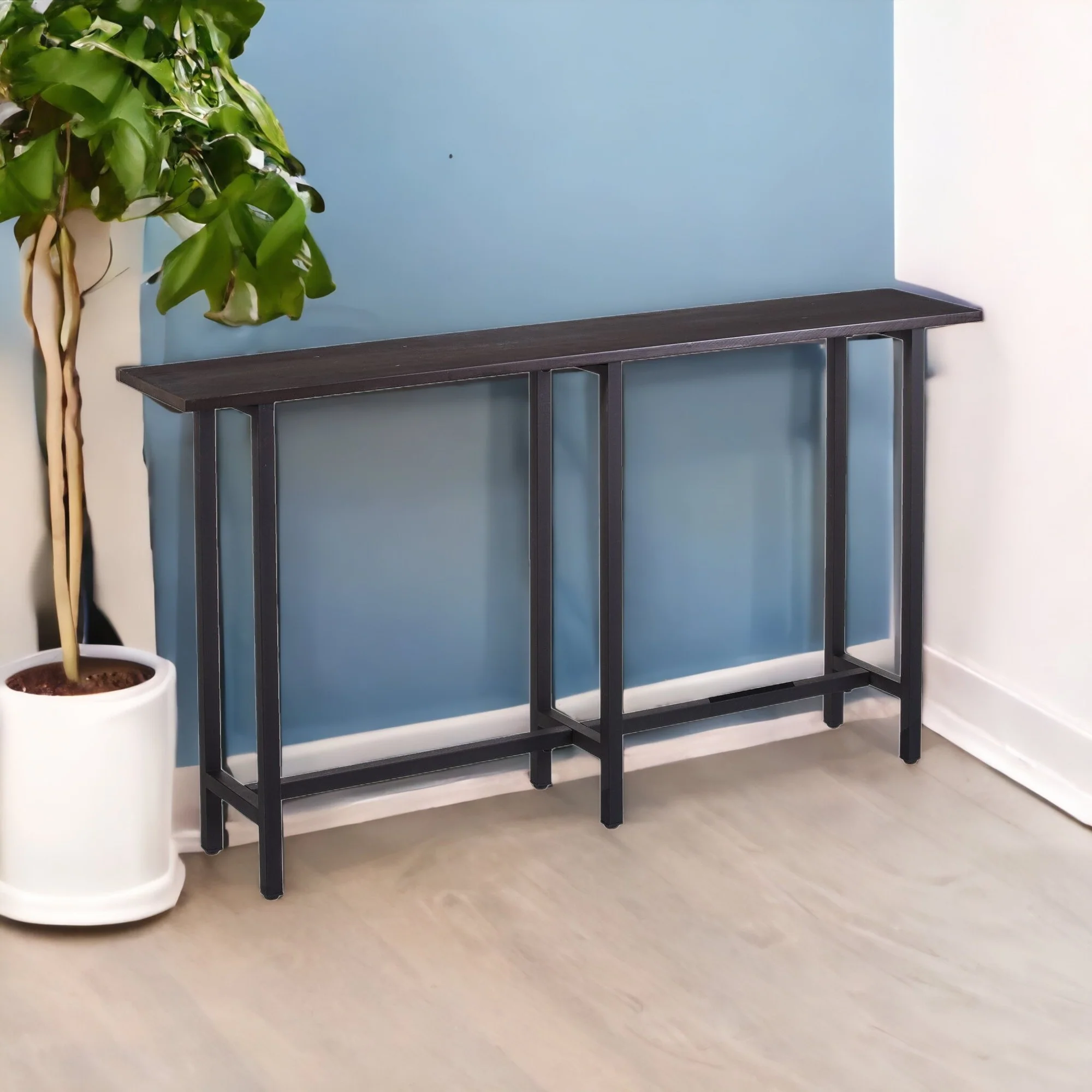 54" Espresso and Black Frame Console Table By Homeroots - Image 6