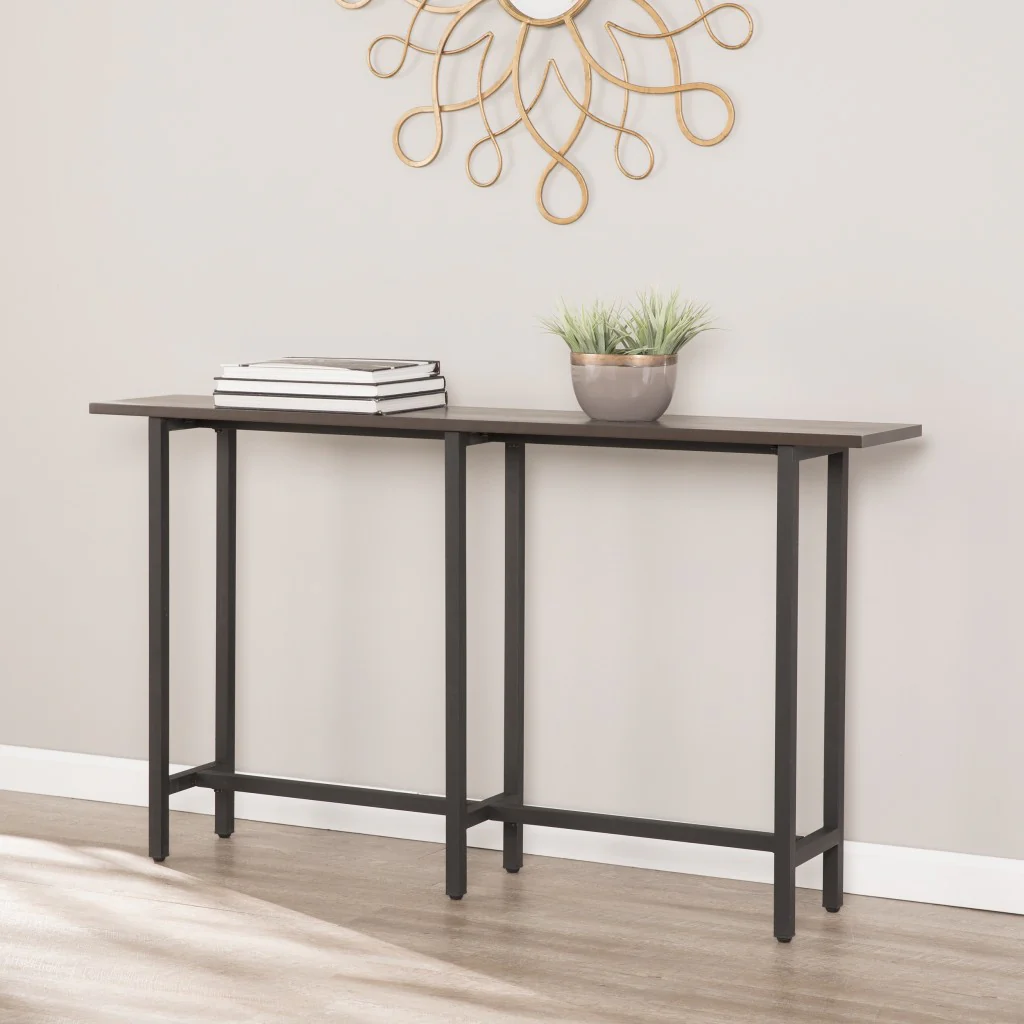 54" Espresso and Black Frame Console Table By Homeroots - Image 8