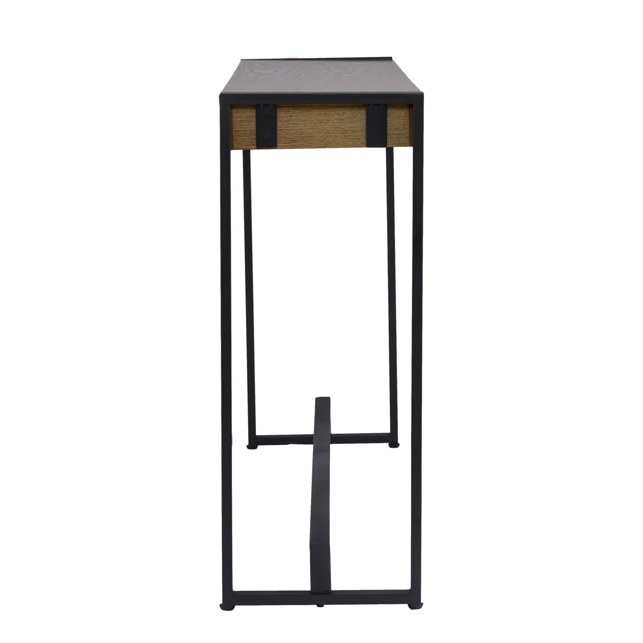 54" Gray Brown and Black Distressed Sled Console Table By Homeroots - Image 3
