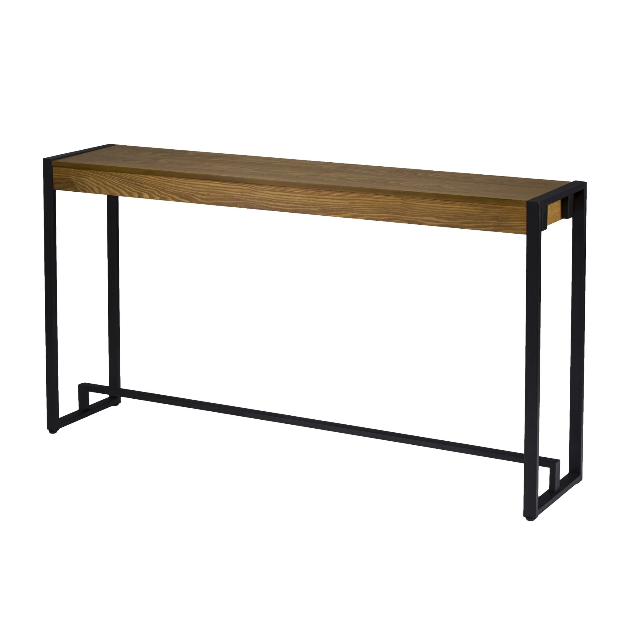 54" Gray Brown and Black Distressed Sled Console Table By Homeroots - Image 4