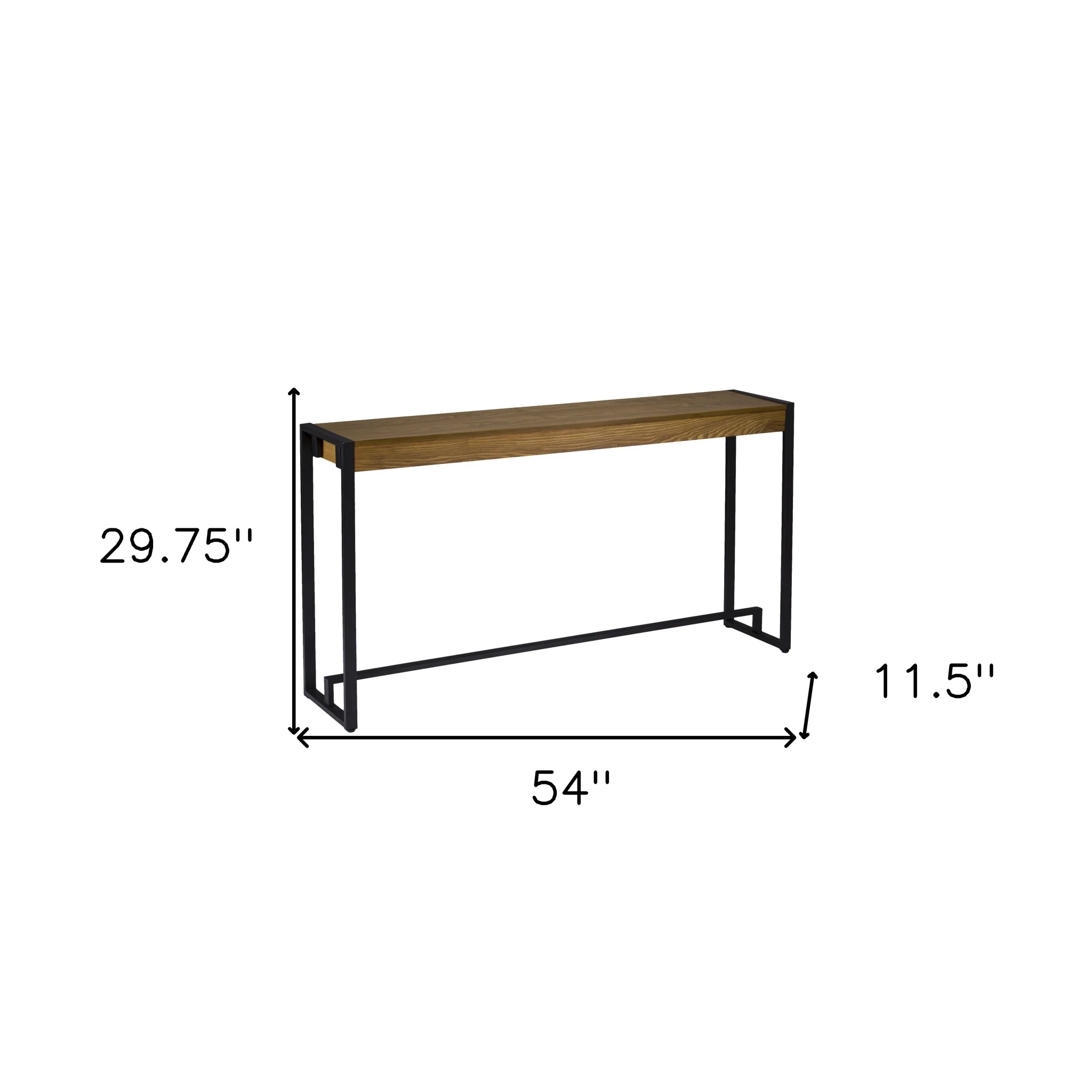 54" Gray Brown and Black Distressed Sled Console Table By Homeroots - Image 9