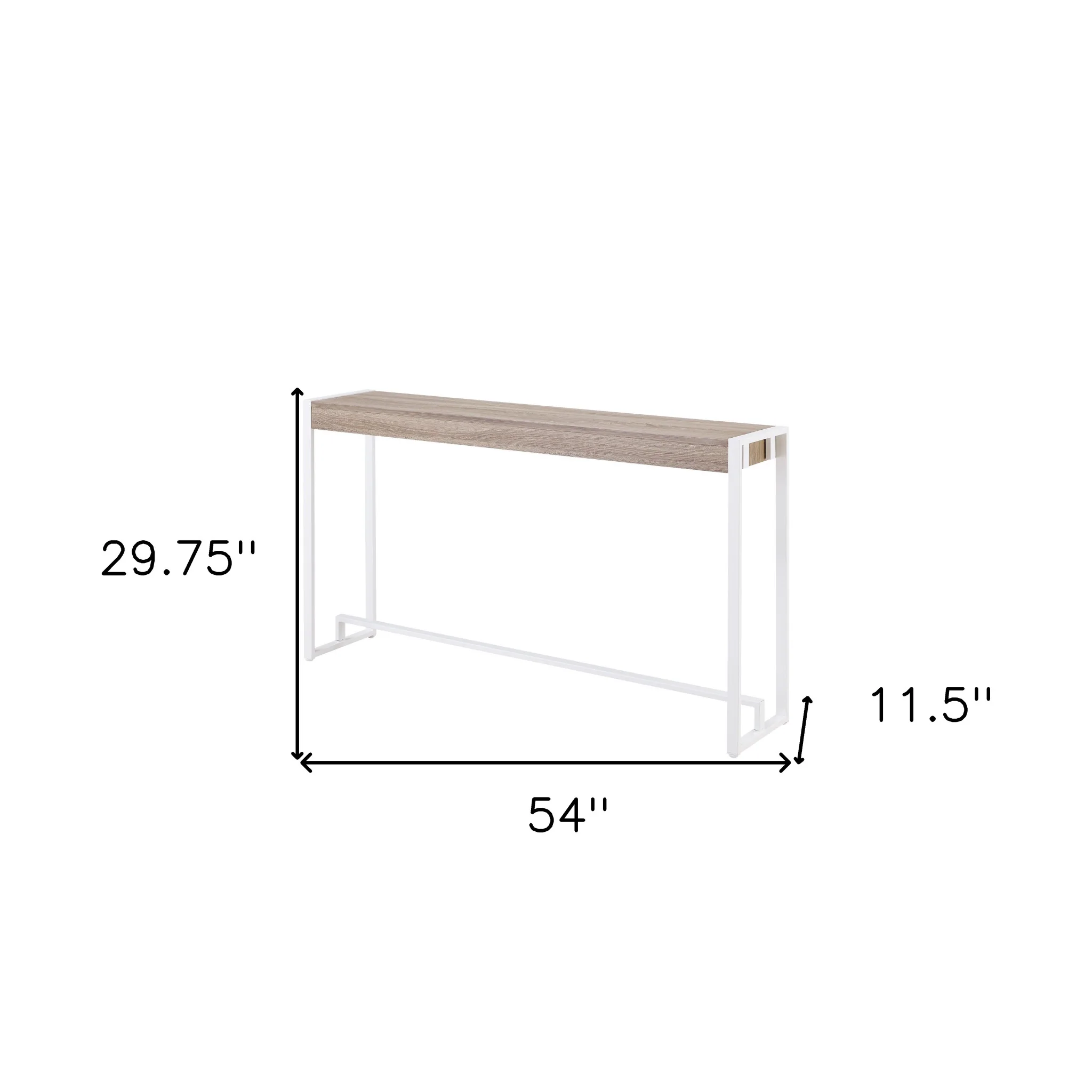 54" Gray Brown and White Sled Console Table By Homeroots - Image 9