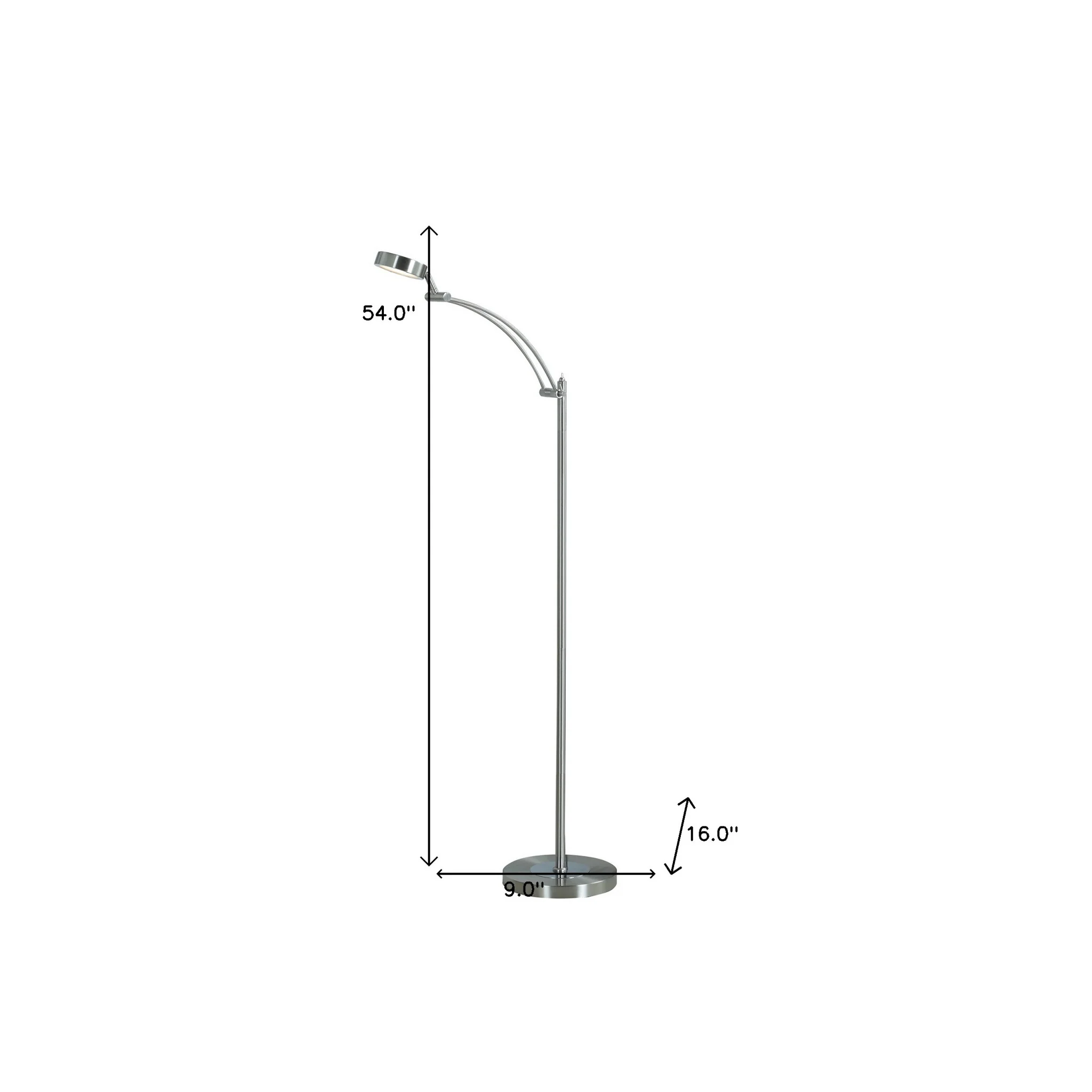 54" Nickel Adjustable LED Task Floor Lamp By Homeroots - Image 5