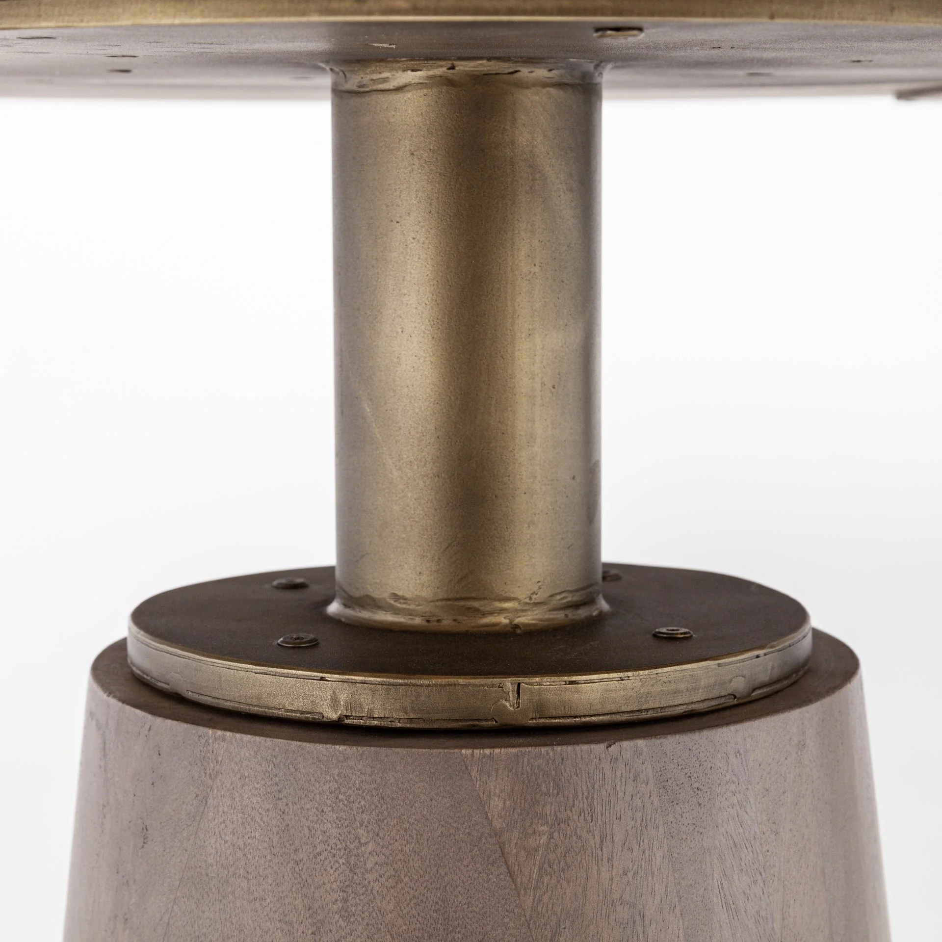 54' Round Brown Solid Wood Top Brown Wood Gold Metal Base Dining Table By Homeroots - Image 5