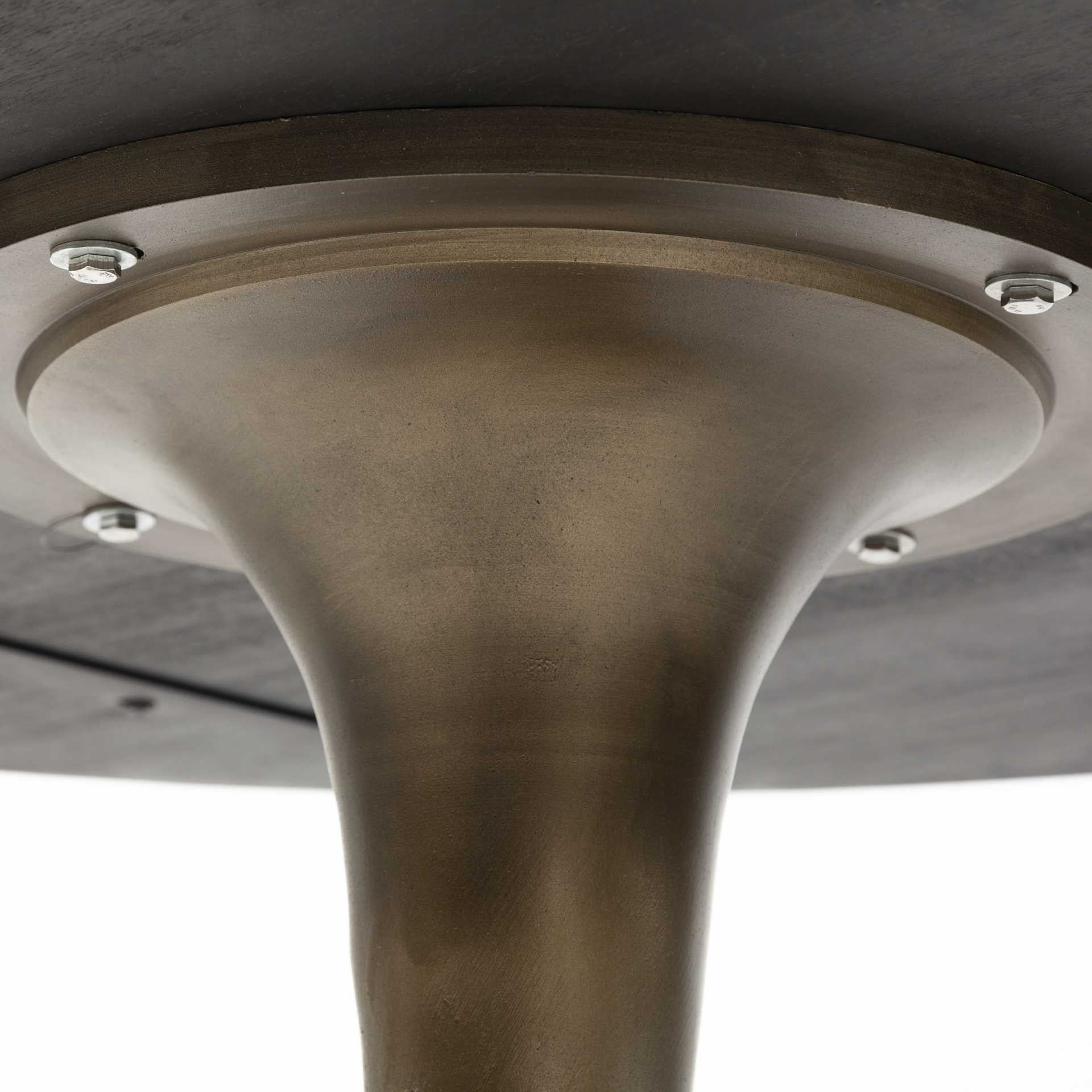 54' Round Brown Solid Wood Top With Gold Metal Base Dining Table By Homeroots - Image 5