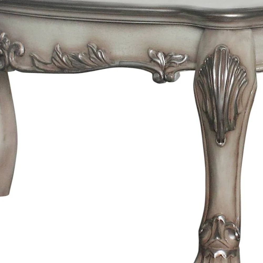 54" Vintage Bone White Solid Wood Rectangular Coffee Table By Homeroots - Image 3