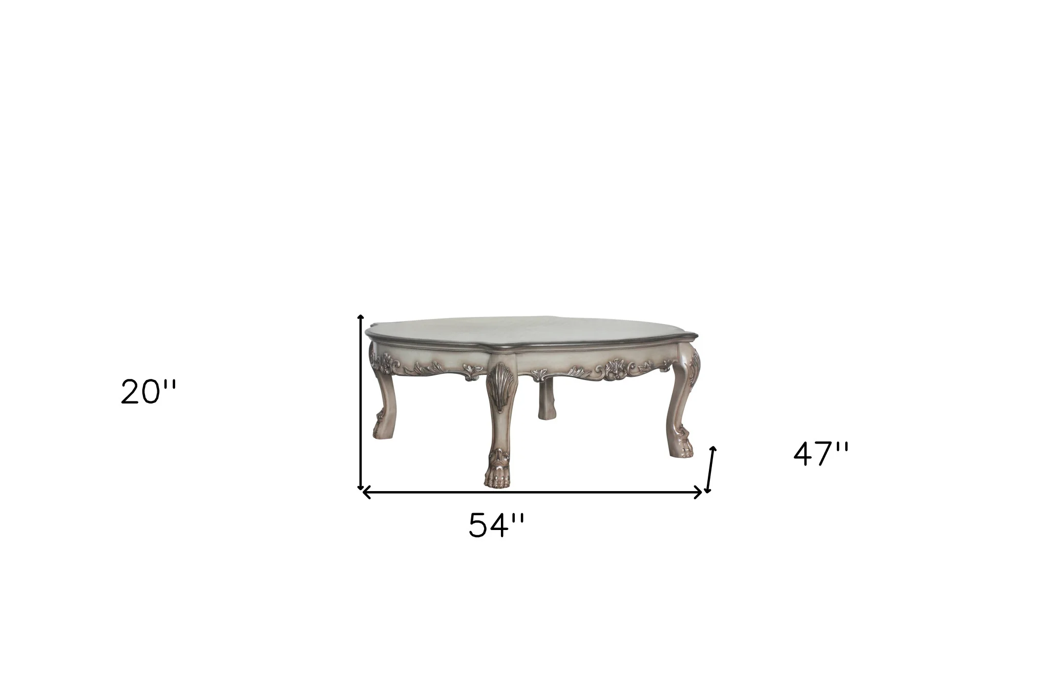 54" Vintage Bone White Solid Wood Rectangular Coffee Table By Homeroots - Image 5
