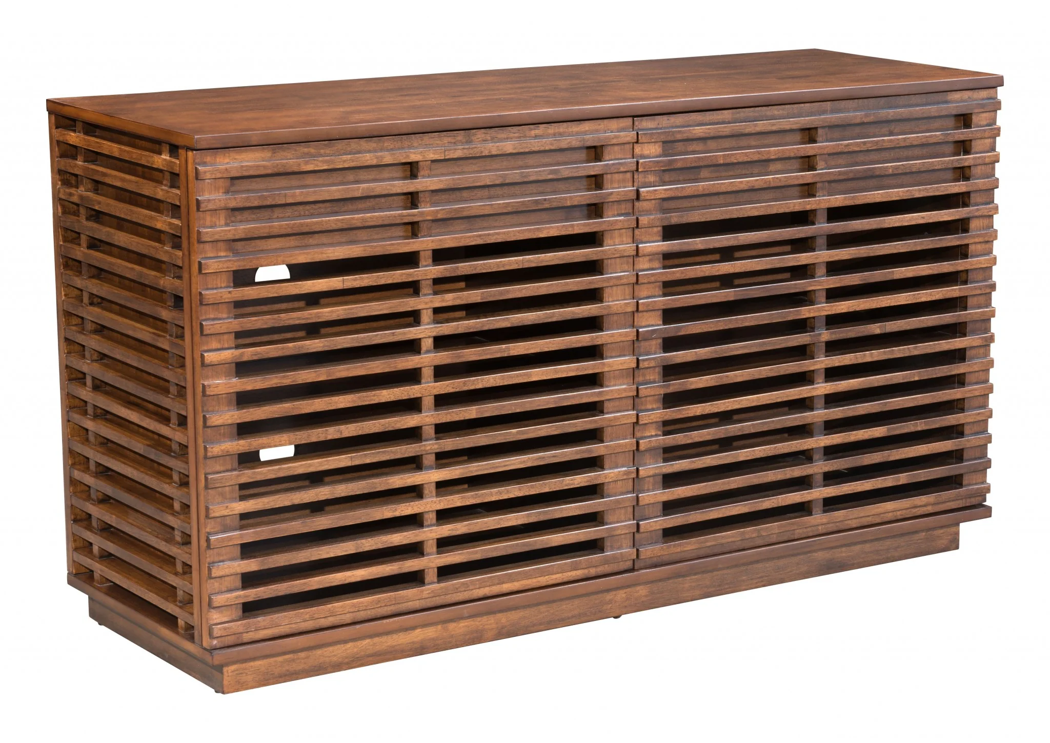54" Walnut Modern Retro Grooves TV Media Center By Homeroots - Image 2