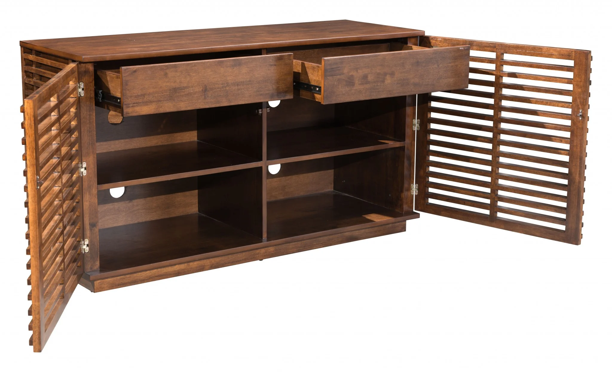 54" Walnut Modern Retro Grooves TV Media Center By Homeroots - Image 5