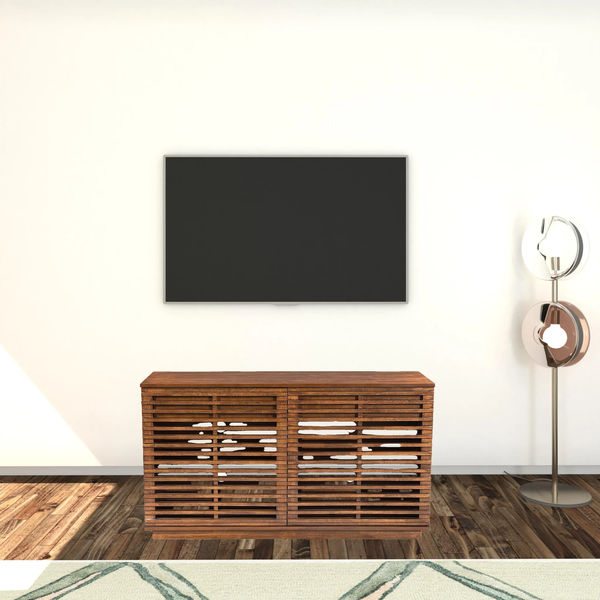 54" Walnut Modern Retro Grooves TV Media Center By Homeroots - Image 6
