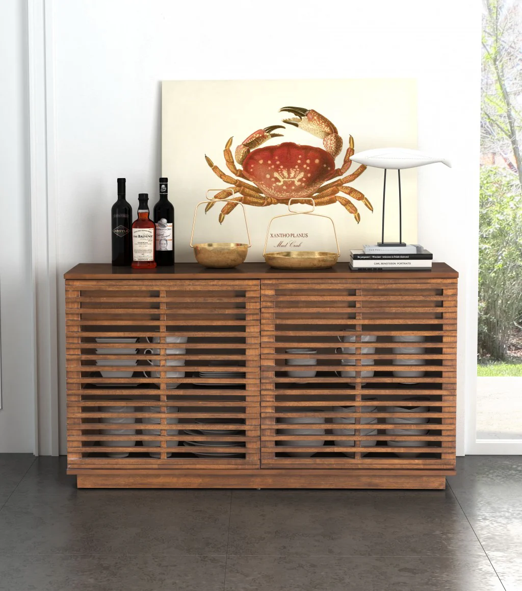 54" Walnut Modern Retro Grooves TV Media Center By Homeroots - Image 7