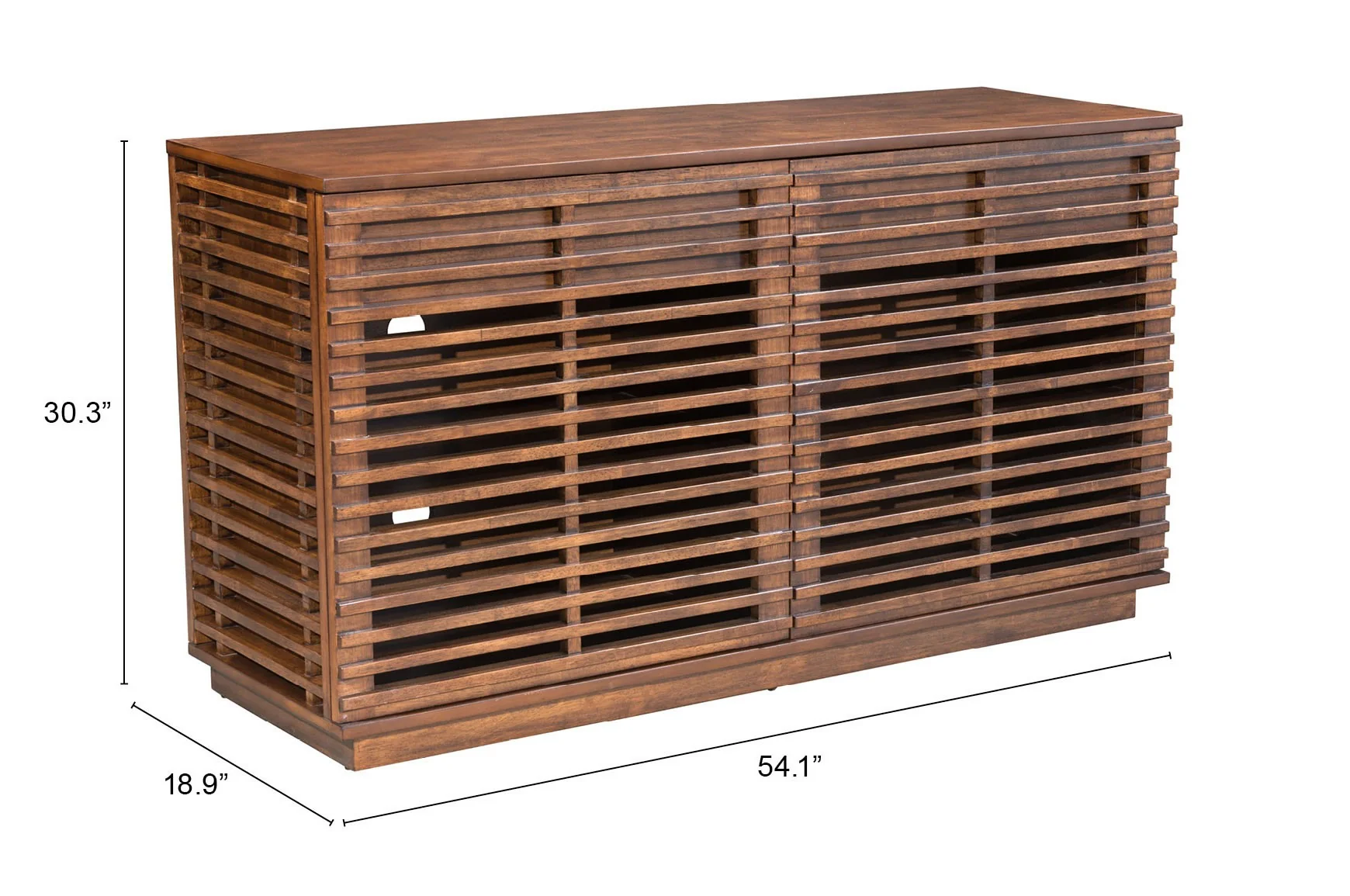 54" Walnut Modern Retro Grooves TV Media Center By Homeroots - Image 9