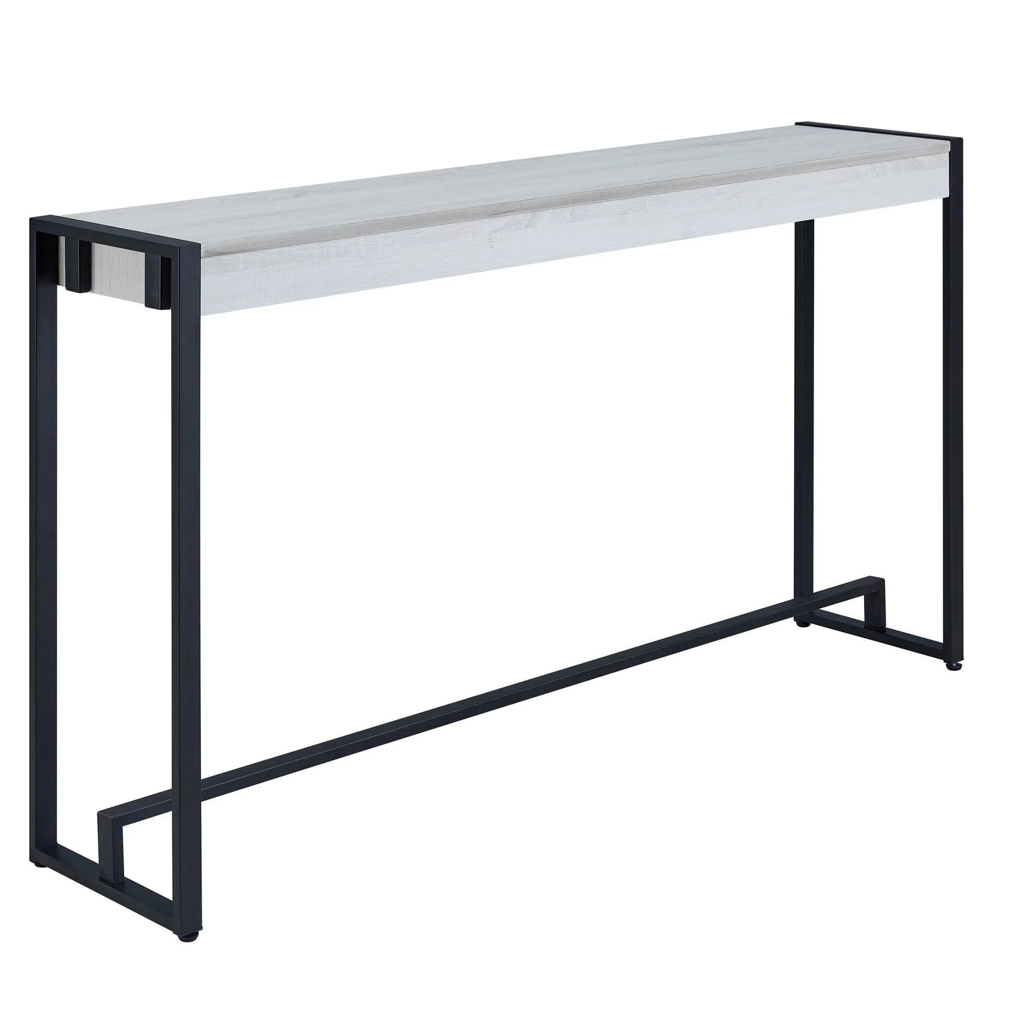54" White and Black Distressed Sled Console Table By Homeroots - Image 4
