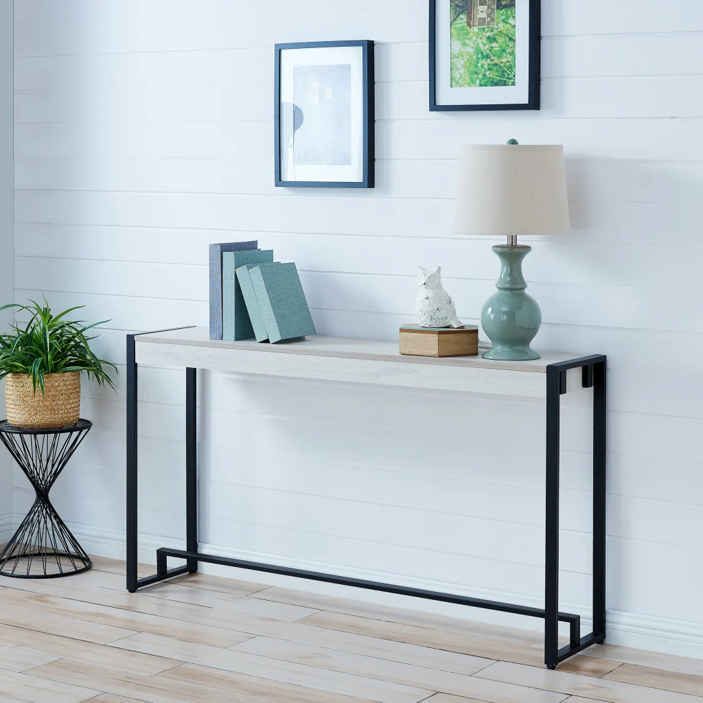 54" White and Black Distressed Sled Console Table By Homeroots - Image 8