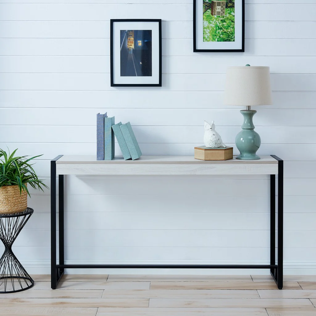 54" White and Black Distressed Sled Console Table By Homeroots - Image 9