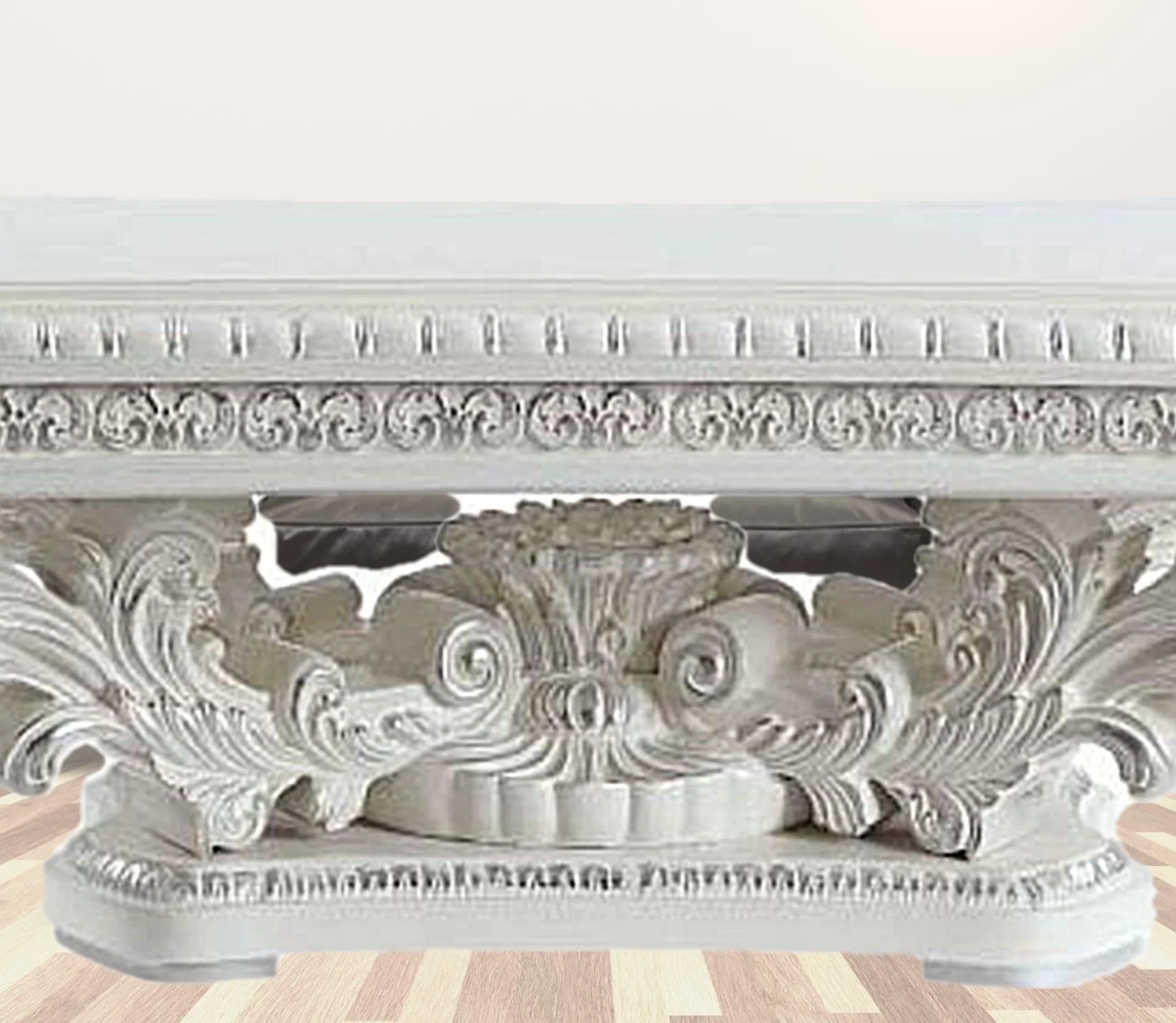 55" Antique White Manufactured Wood And Resin Rectangular Coffee Table By Homeroots - Image 2