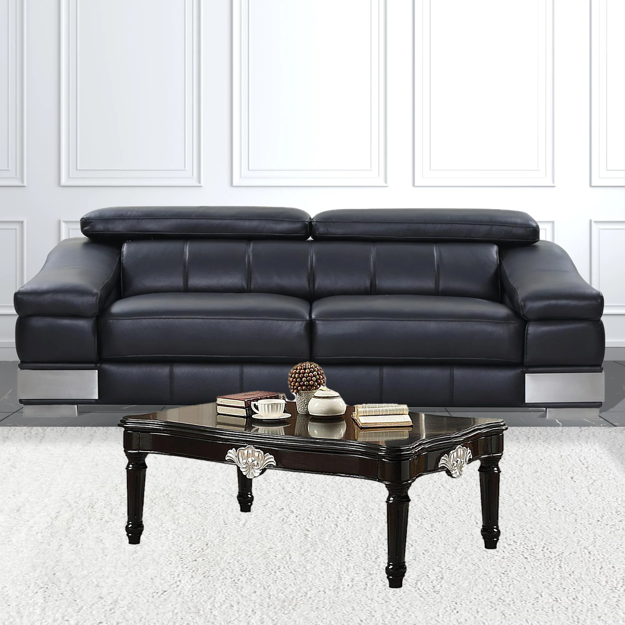 55" Black Rectangular Coffee Table By Homeroots - Image 3