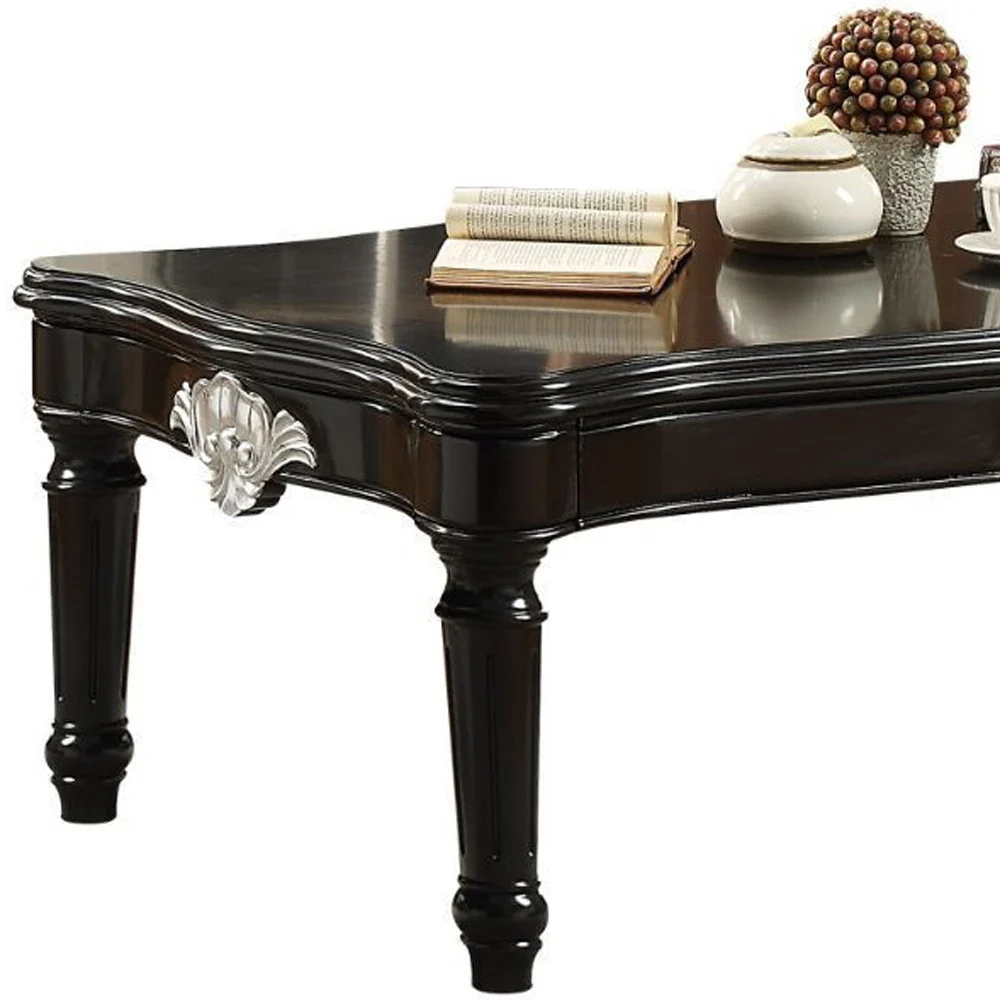 55" Black Rectangular Coffee Table By Homeroots - Image 4