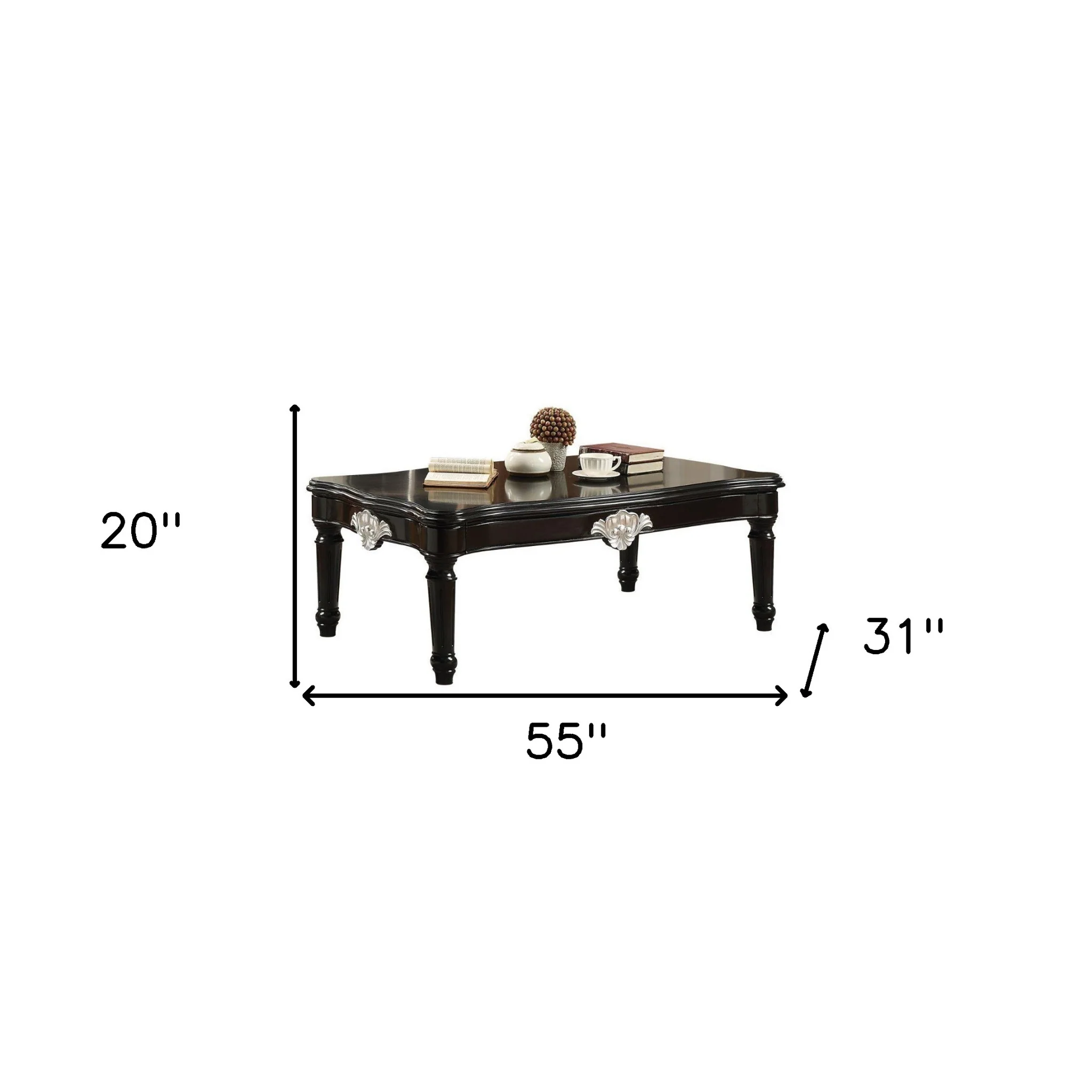 55" Black Rectangular Coffee Table By Homeroots - Image 6