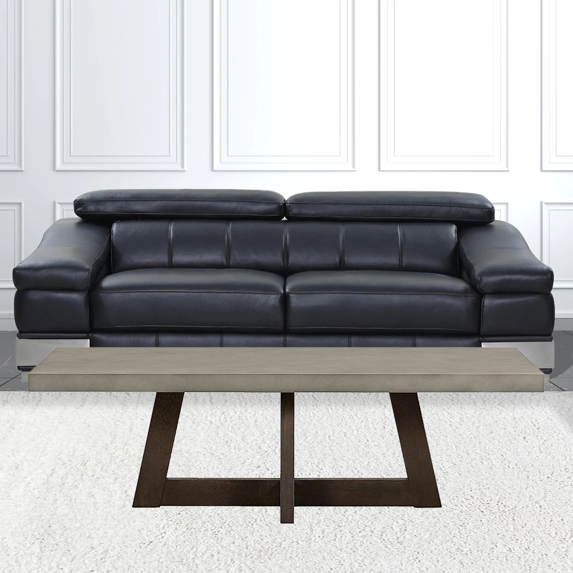 55" Dark Grey And Brown Concrete Rectangular Coffee Table By Homeroots - Image 4