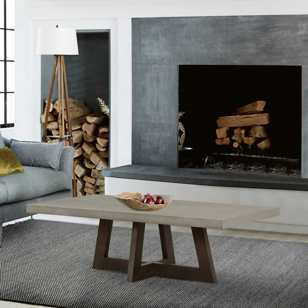 55" Dark Grey And Brown Concrete Rectangular Coffee Table By Homeroots - Image 8
