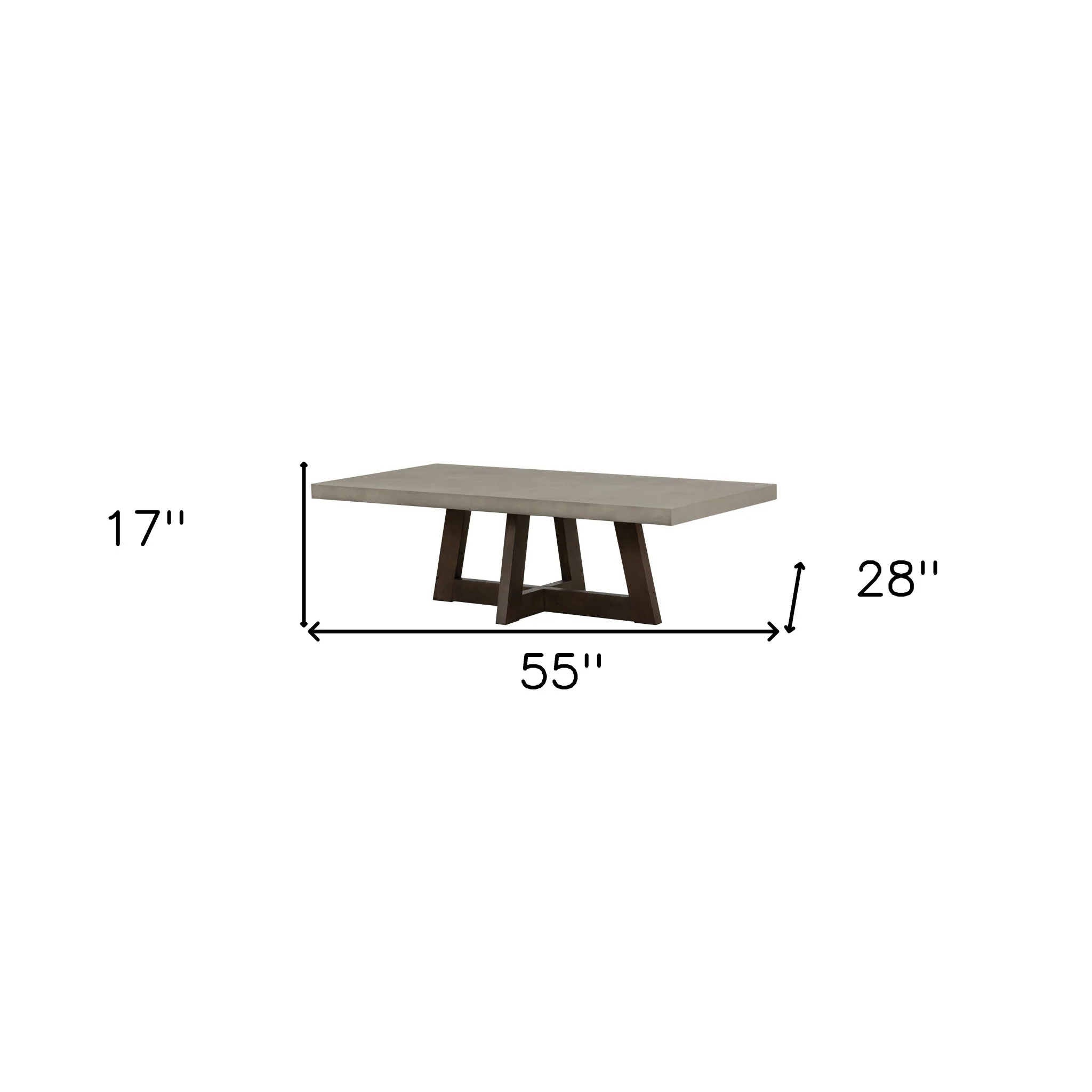 55" Dark Grey And Brown Concrete Rectangular Coffee Table By Homeroots - Image 9
