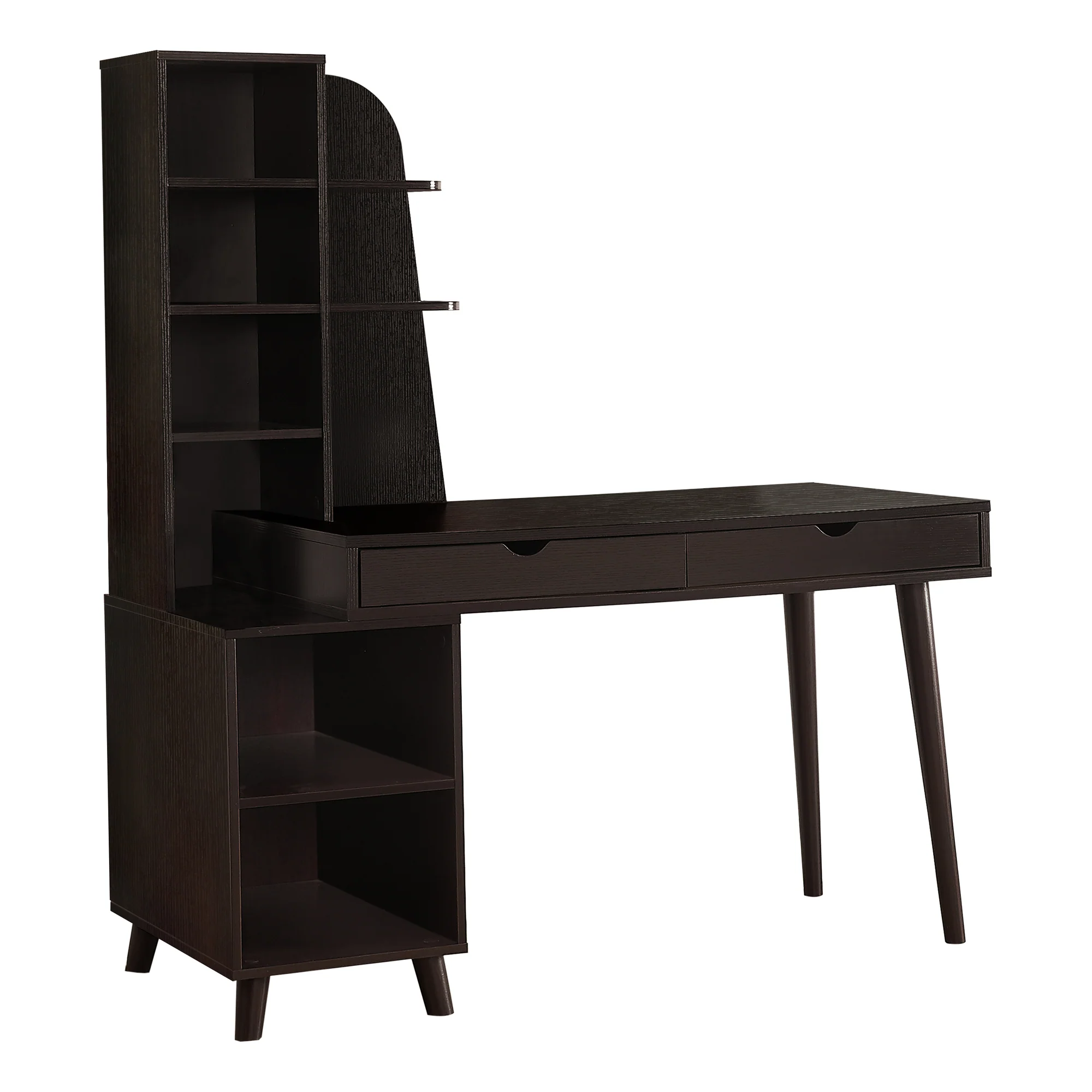 55" Espresso Computer Desk with Bookcase By Homeroots - Image 2
