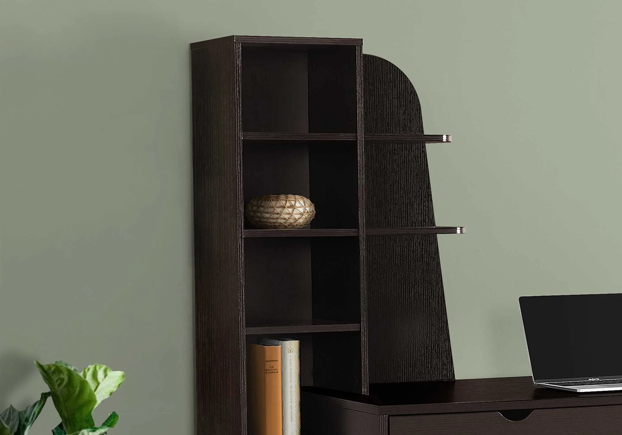55" Espresso Computer Desk with Bookcase By Homeroots - Image 3