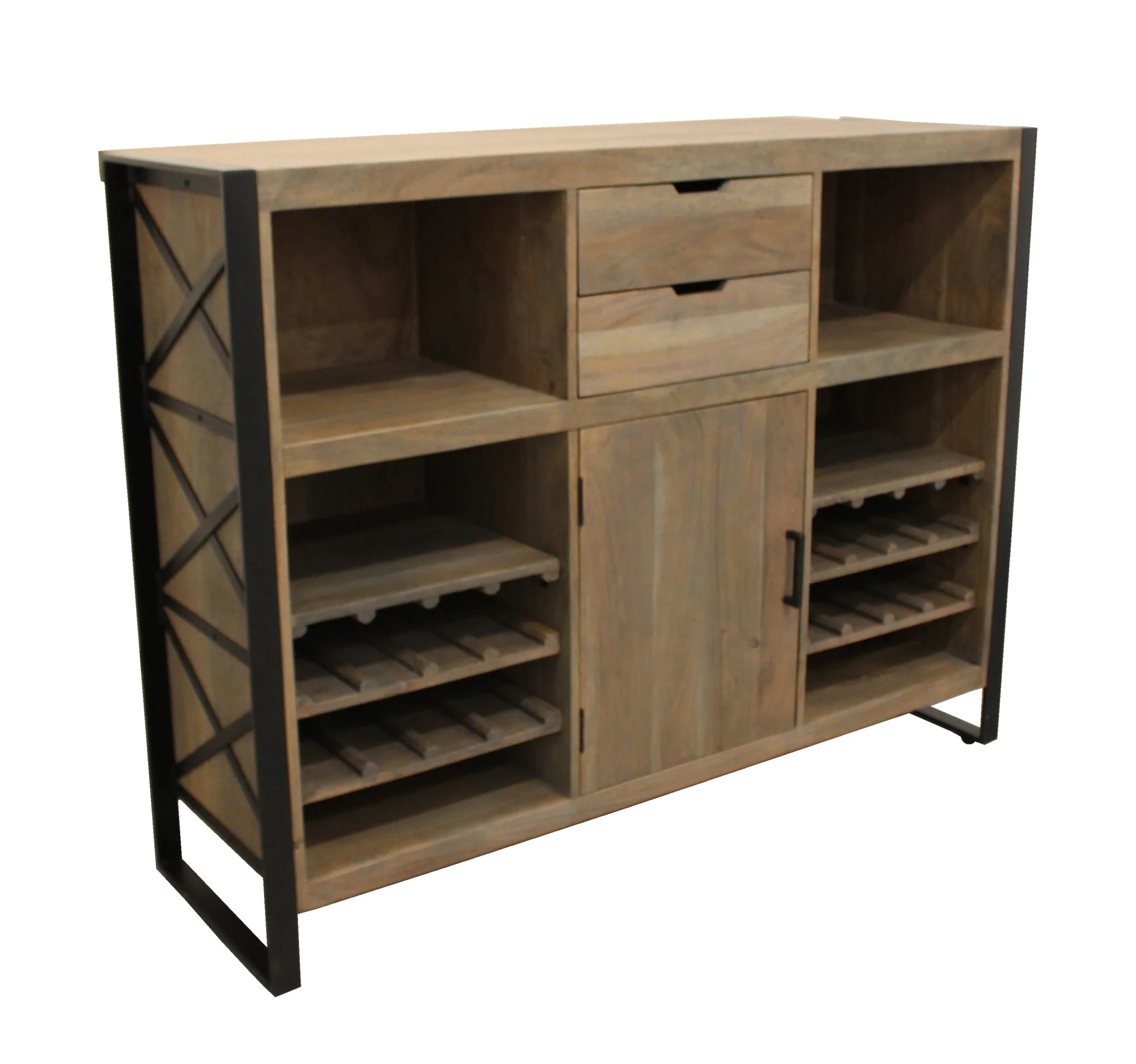 55" Gray and Black Solid Wood Sled Console Table With Storage With Storage By Homeroots - Image 2