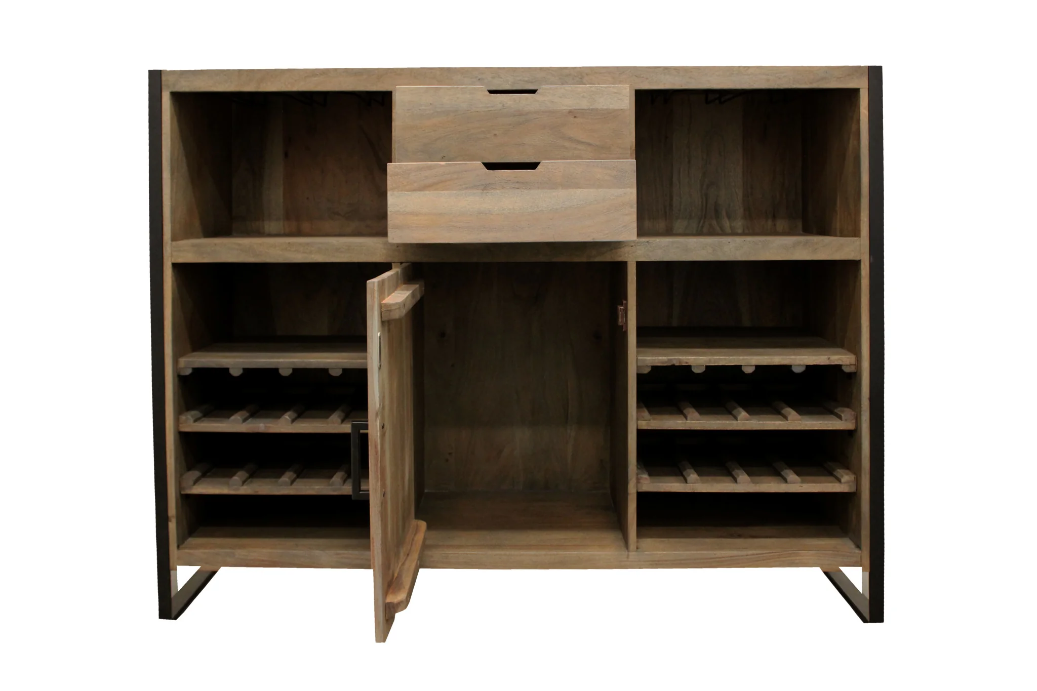 55" Gray and Black Solid Wood Sled Console Table With Storage With Storage By Homeroots - Image 3