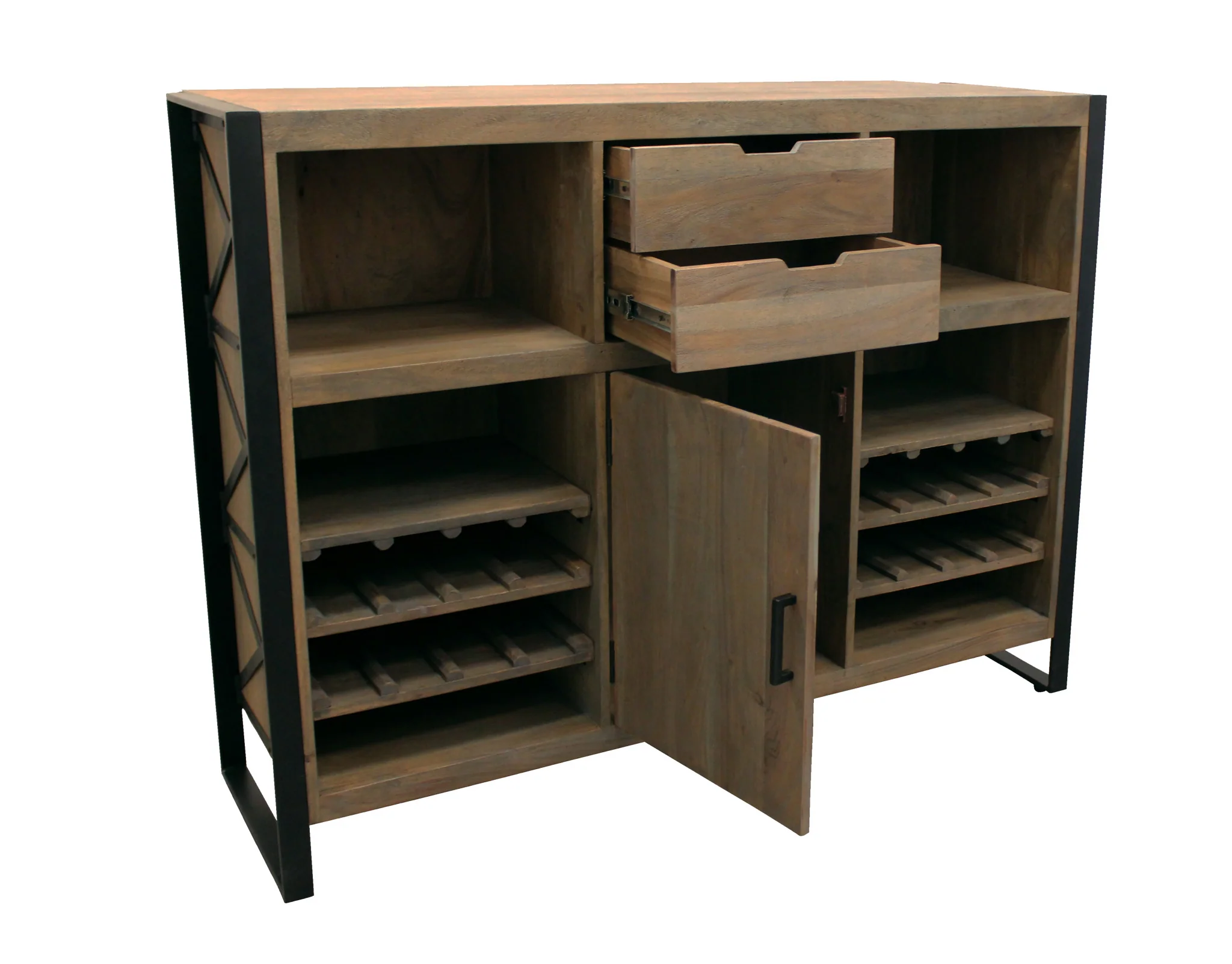 55" Gray and Black Solid Wood Sled Console Table With Storage With Storage By Homeroots - Image 4