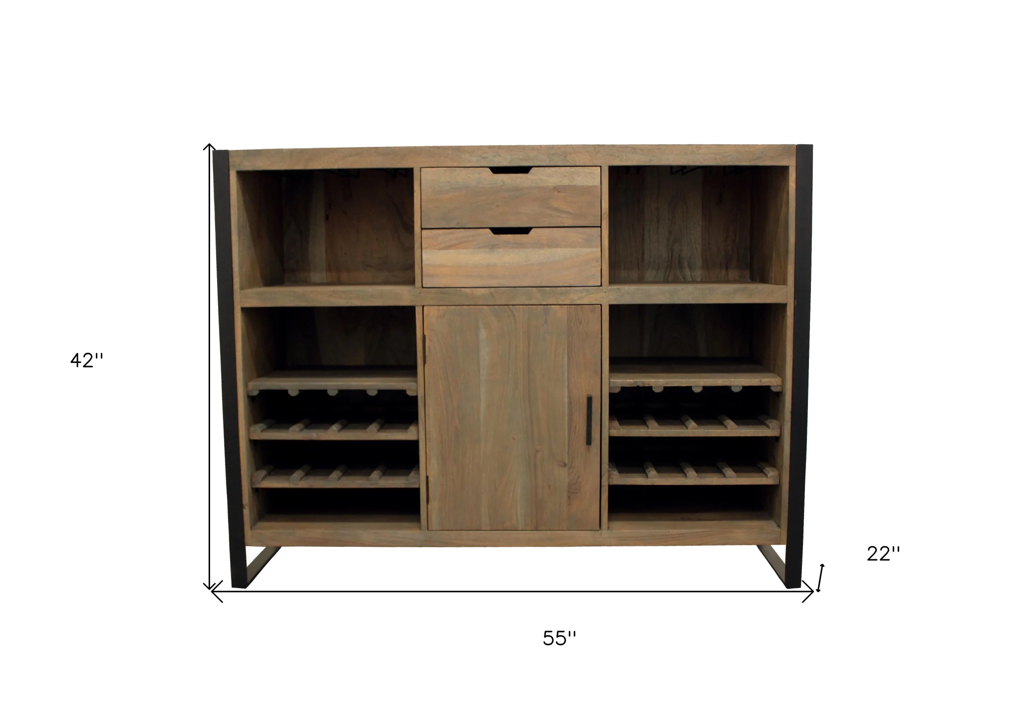 55" Gray and Black Solid Wood Sled Console Table With Storage With Storage By Homeroots - Image 9