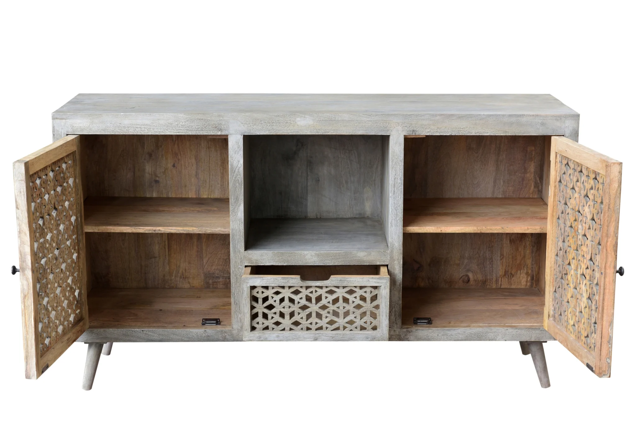 55" Gray Solid Wood Distressed Console Table With Storage With Storage By Homeroots - Image 2