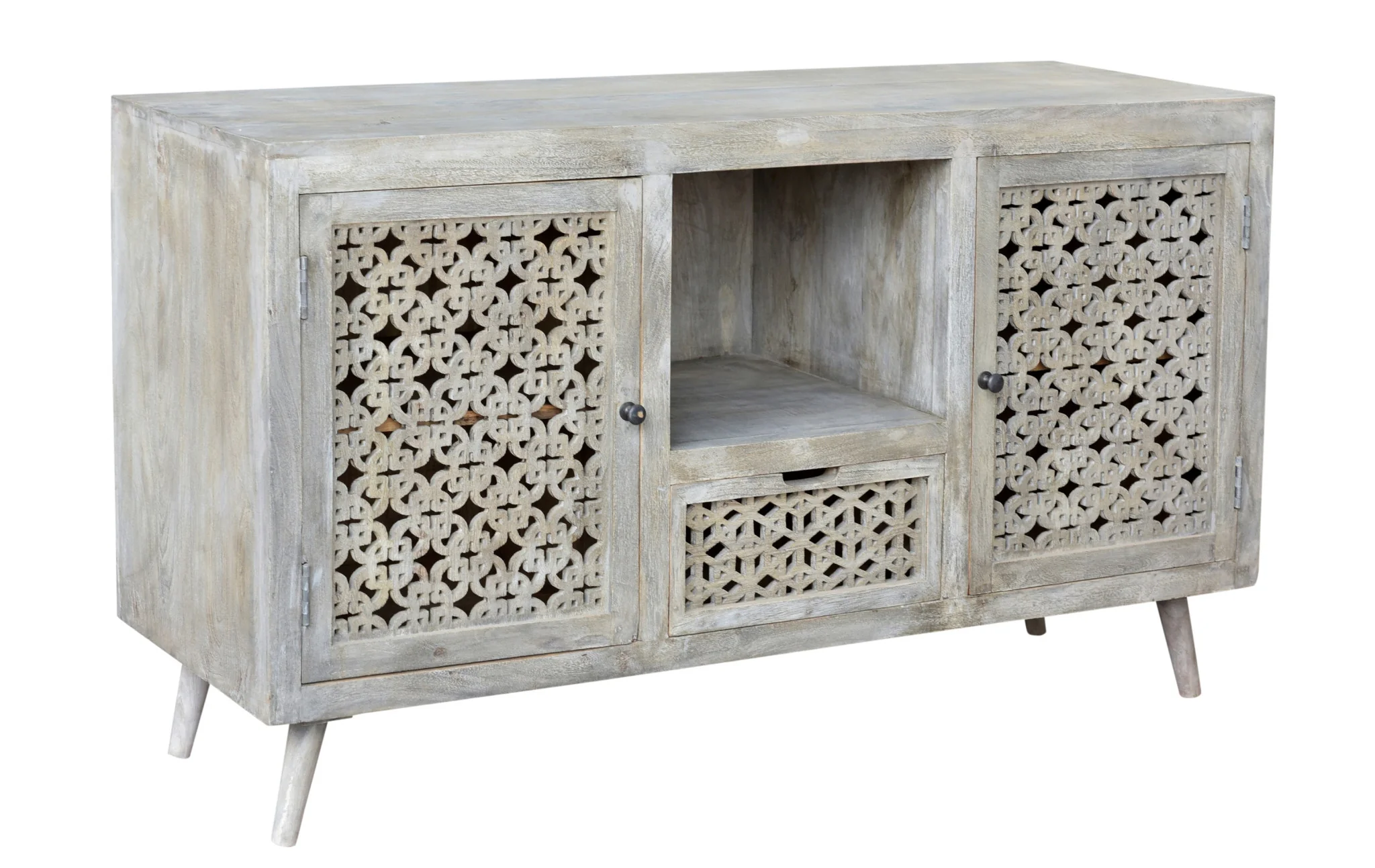 55" Gray Solid Wood Distressed Console Table With Storage With Storage By Homeroots - Image 3