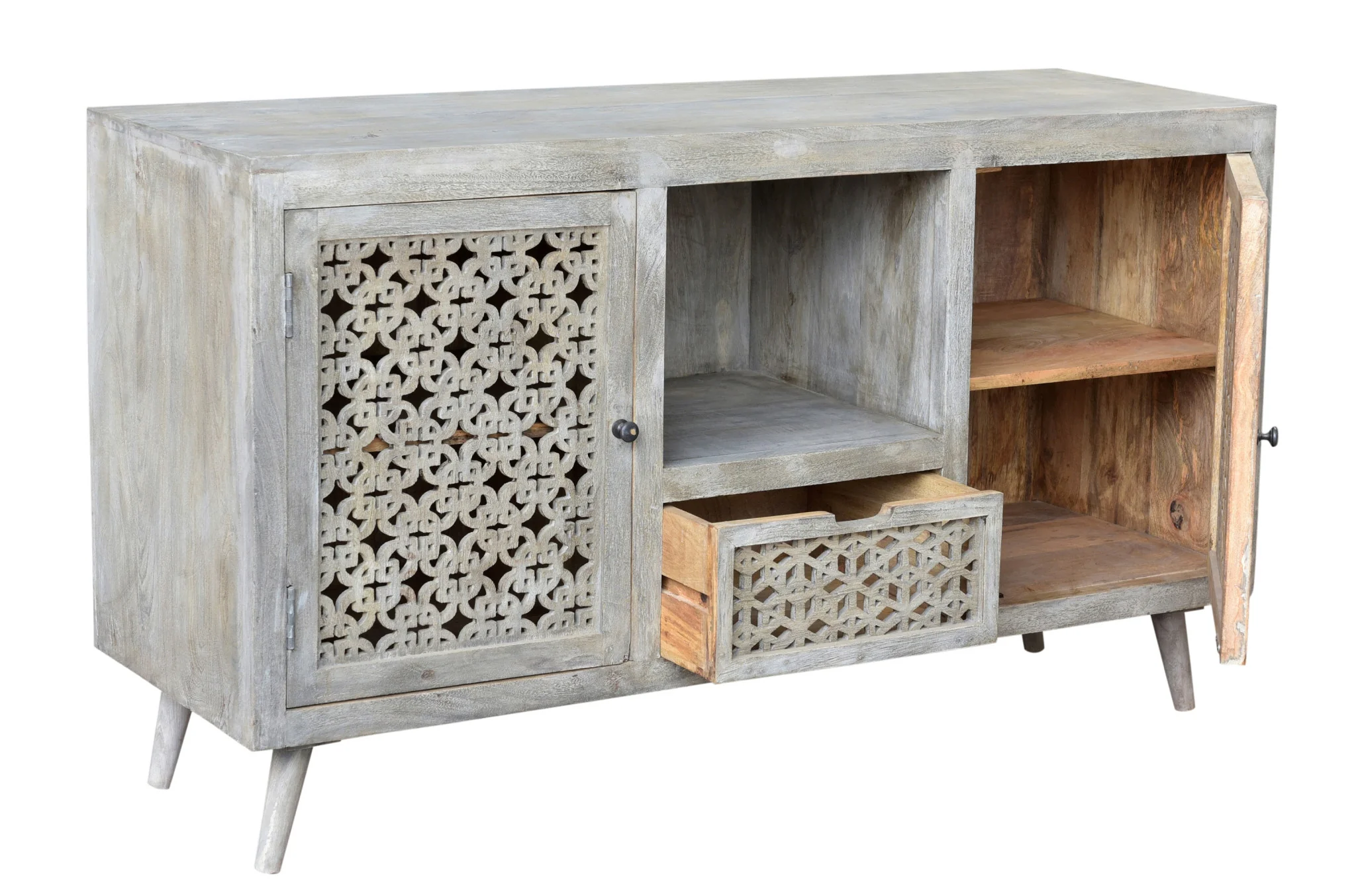 55" Gray Solid Wood Distressed Console Table With Storage With Storage By Homeroots - Image 4