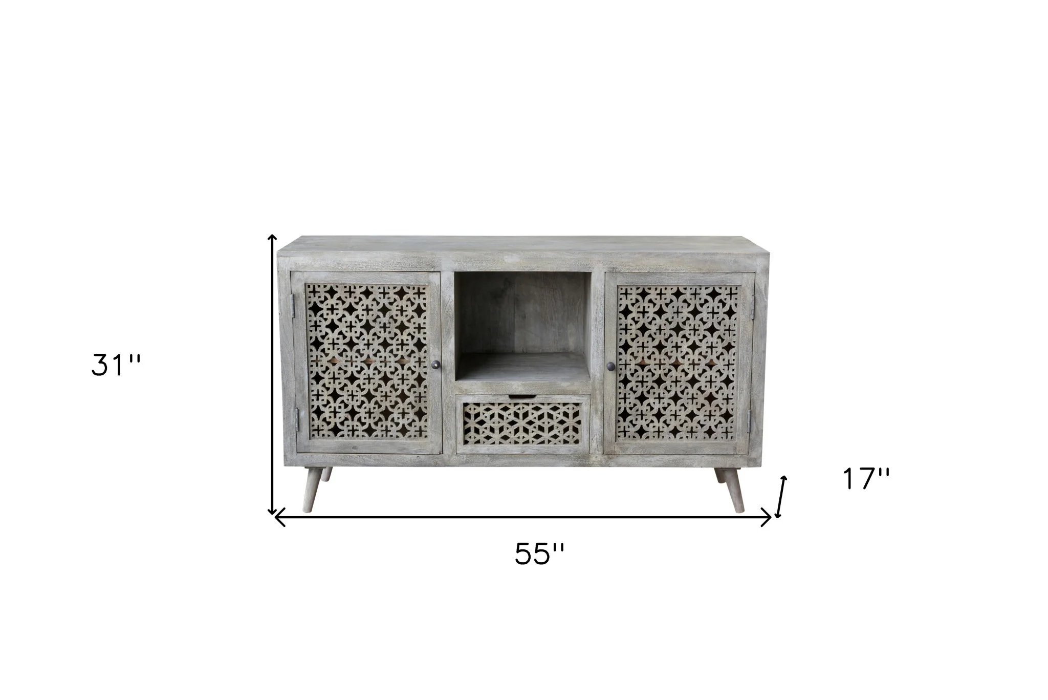 55" Gray Solid Wood Distressed Console Table With Storage With Storage By Homeroots - Image 6