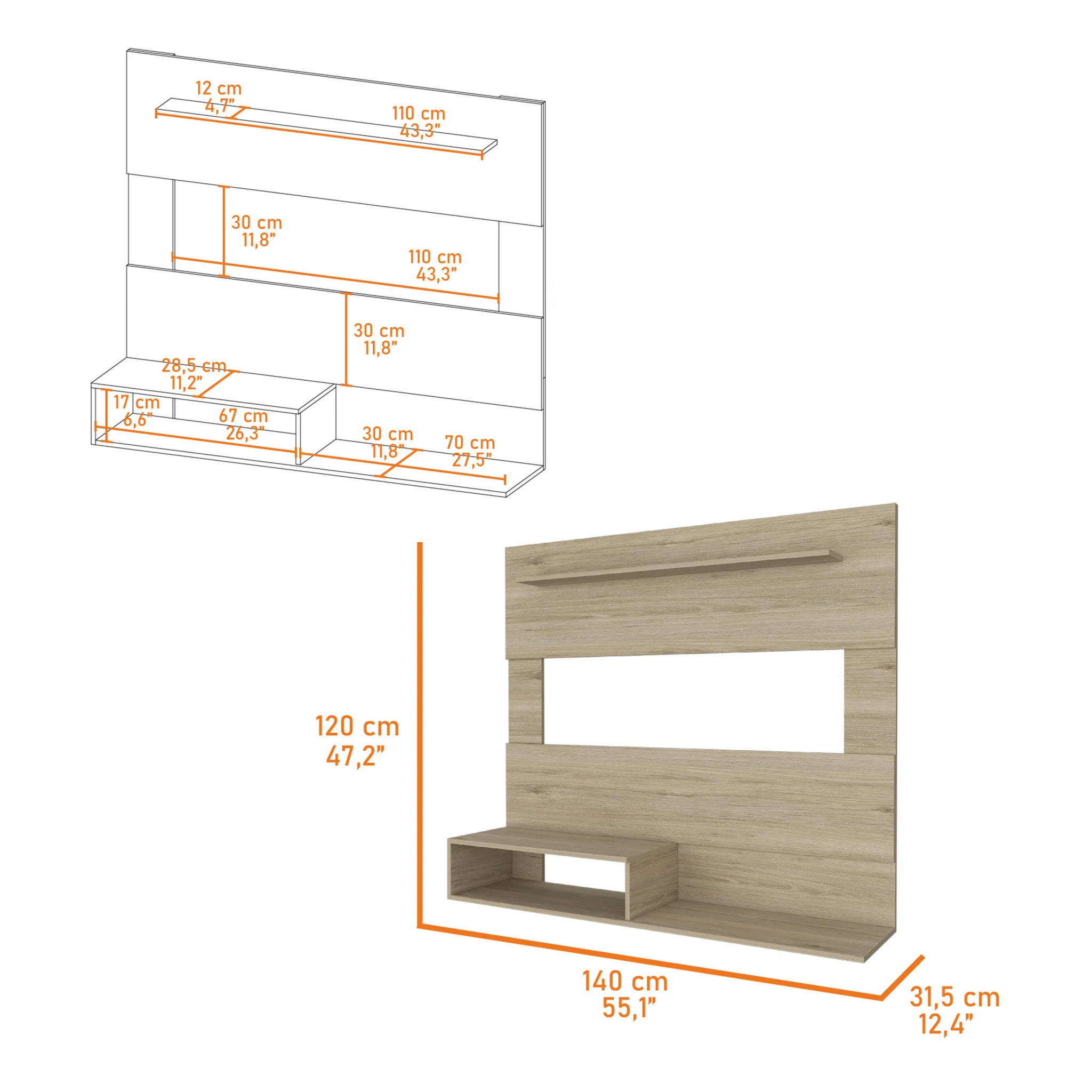 55" Light Pine Manufactured Wood Open Shelving Entertainment Center By Homeroots - Image 4