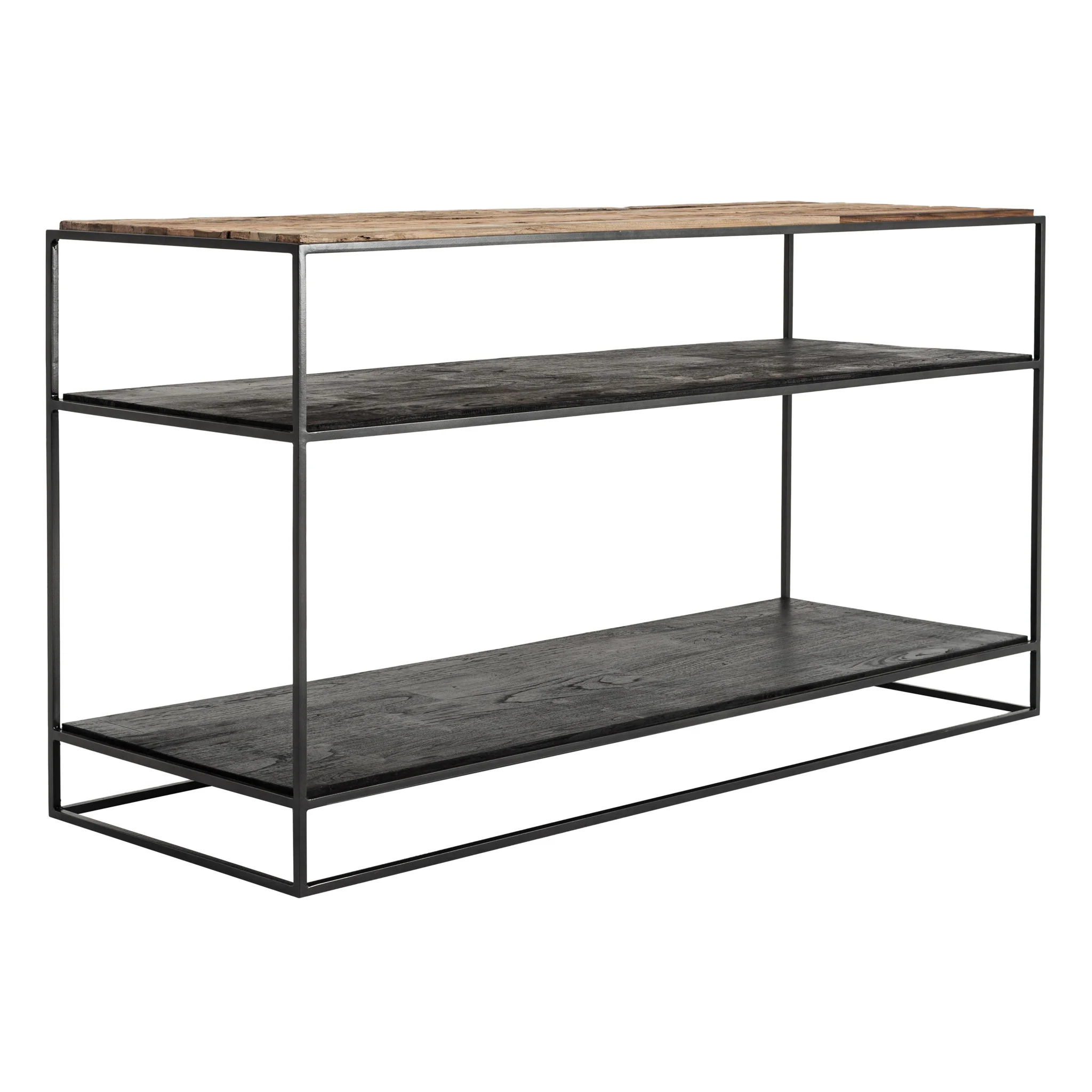 55" Natural and Black Frame Console Table With Storage By Homeroots - Image 3