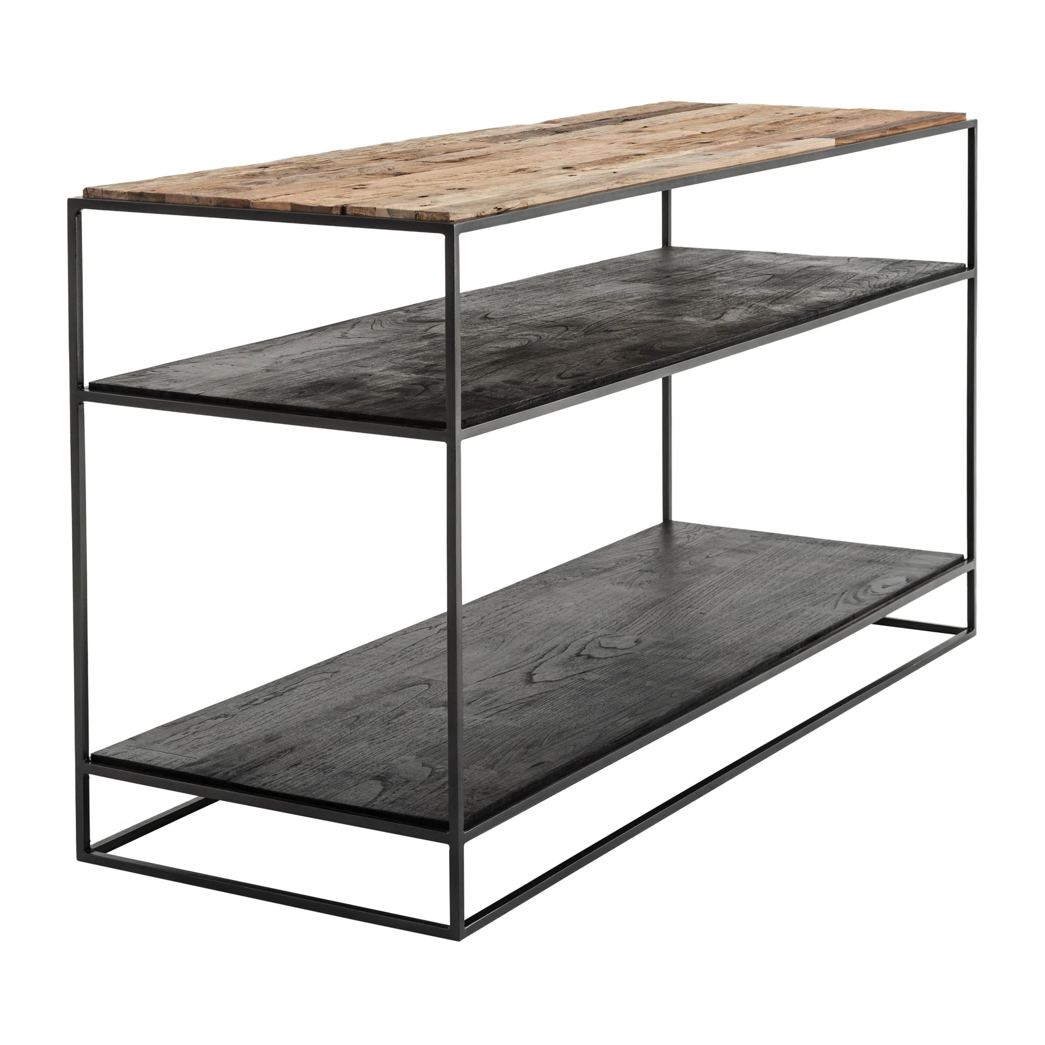 55" Natural and Black Frame Console Table With Storage By Homeroots - Image 4