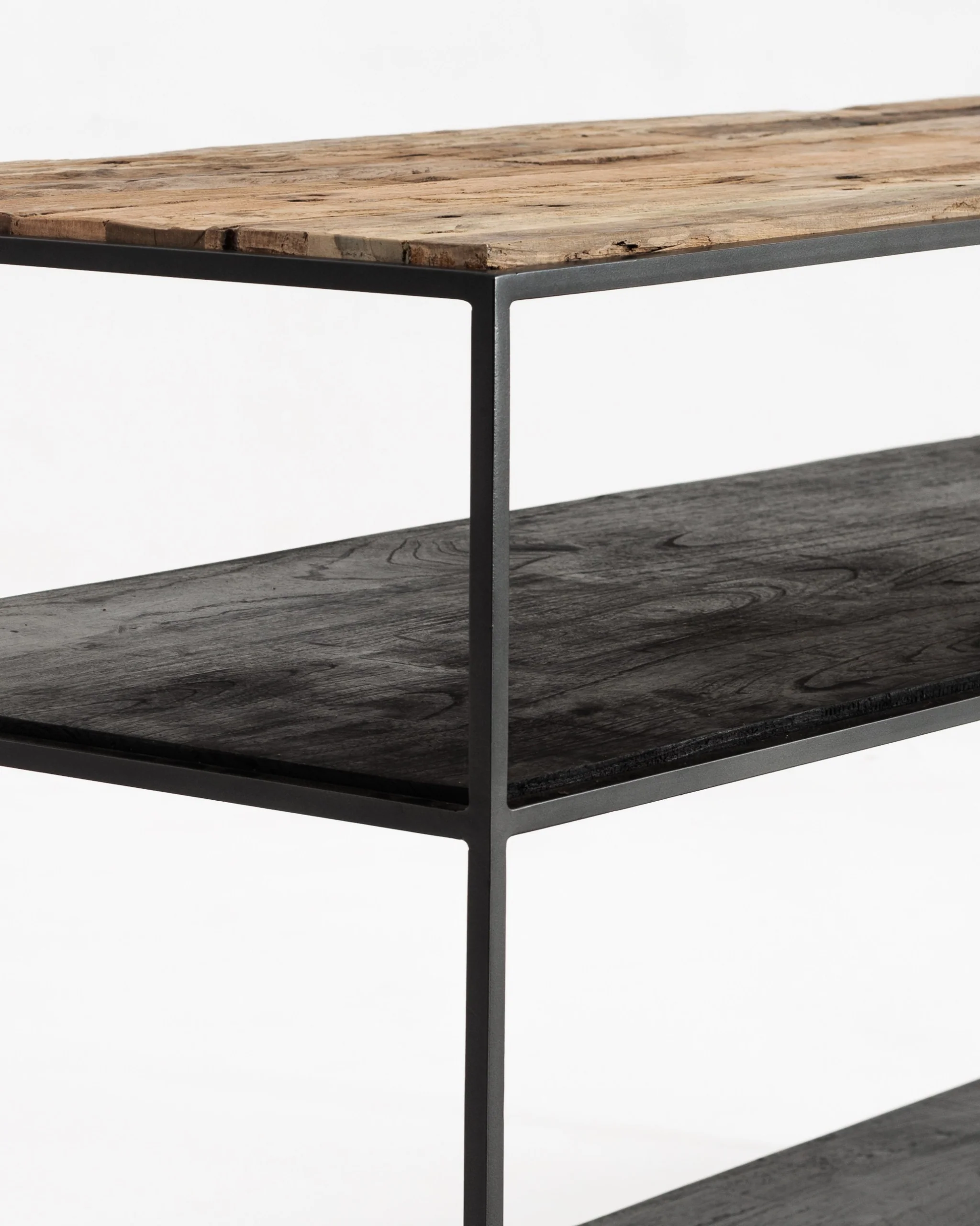 55" Natural and Black Frame Console Table With Storage By Homeroots - Image 7