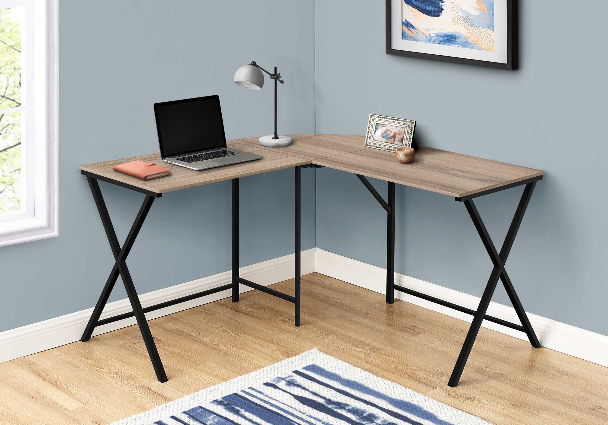 55" White Top and Black Metal Corner Computer Desk By Homeroots - Image 11