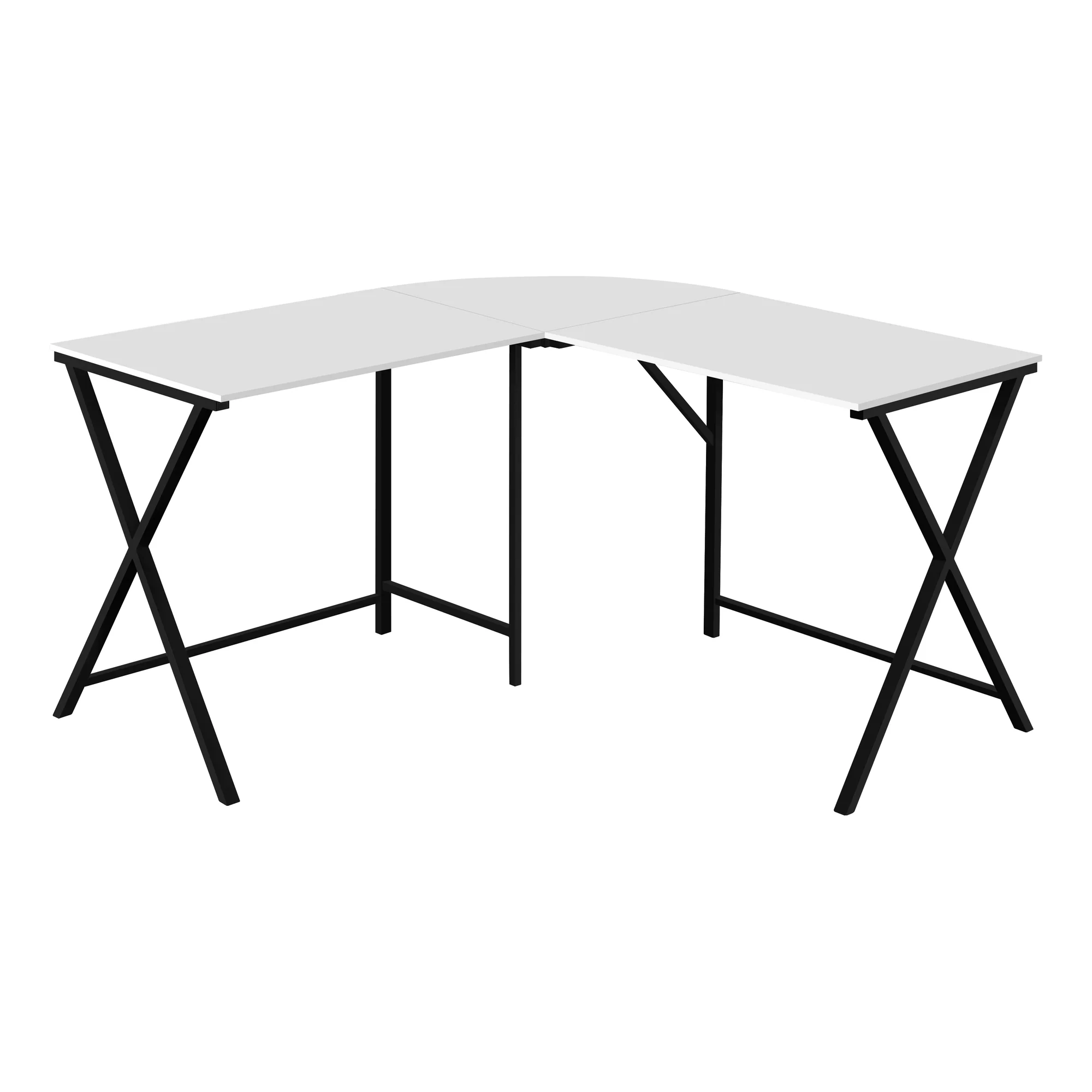 55" White Top and Black Metal Corner Computer Desk By Homeroots - Image 2